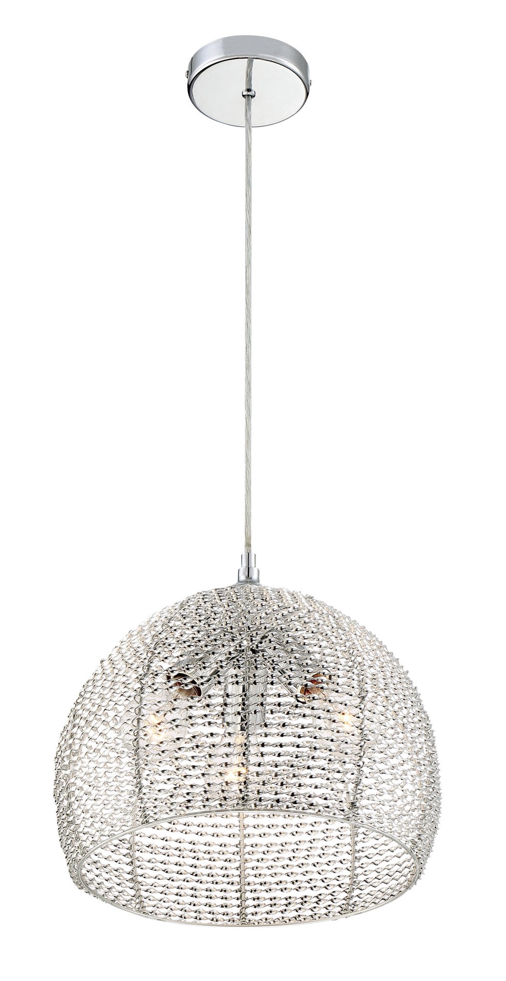 slide 3 of 6, Quoizel Tango 3 -Light Polished Chrome Transitional Globe Medium Hanging Pendant light, 1 ct