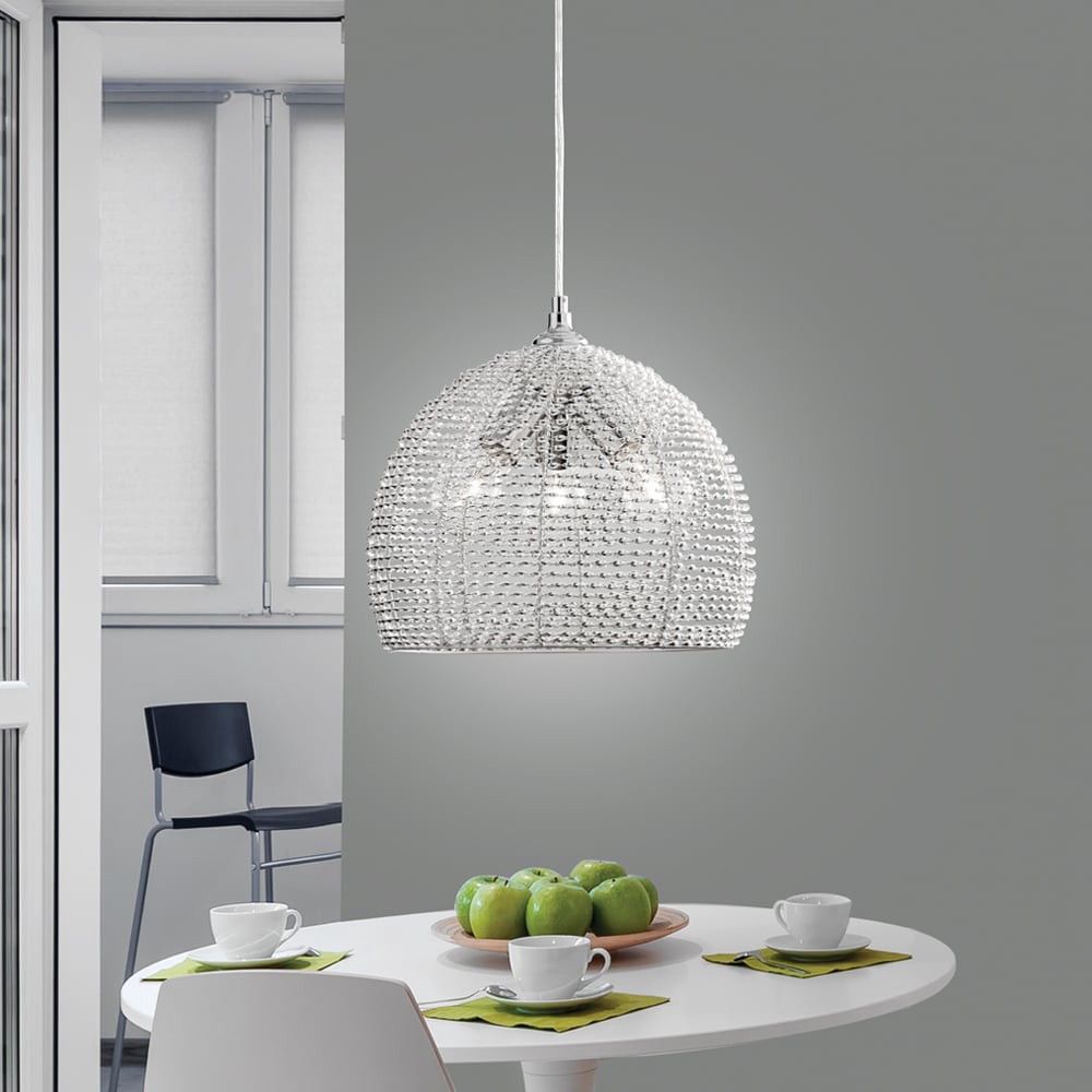slide 5 of 6, Quoizel Tango 3 -Light Polished Chrome Transitional Globe Medium Hanging Pendant light, 1 ct