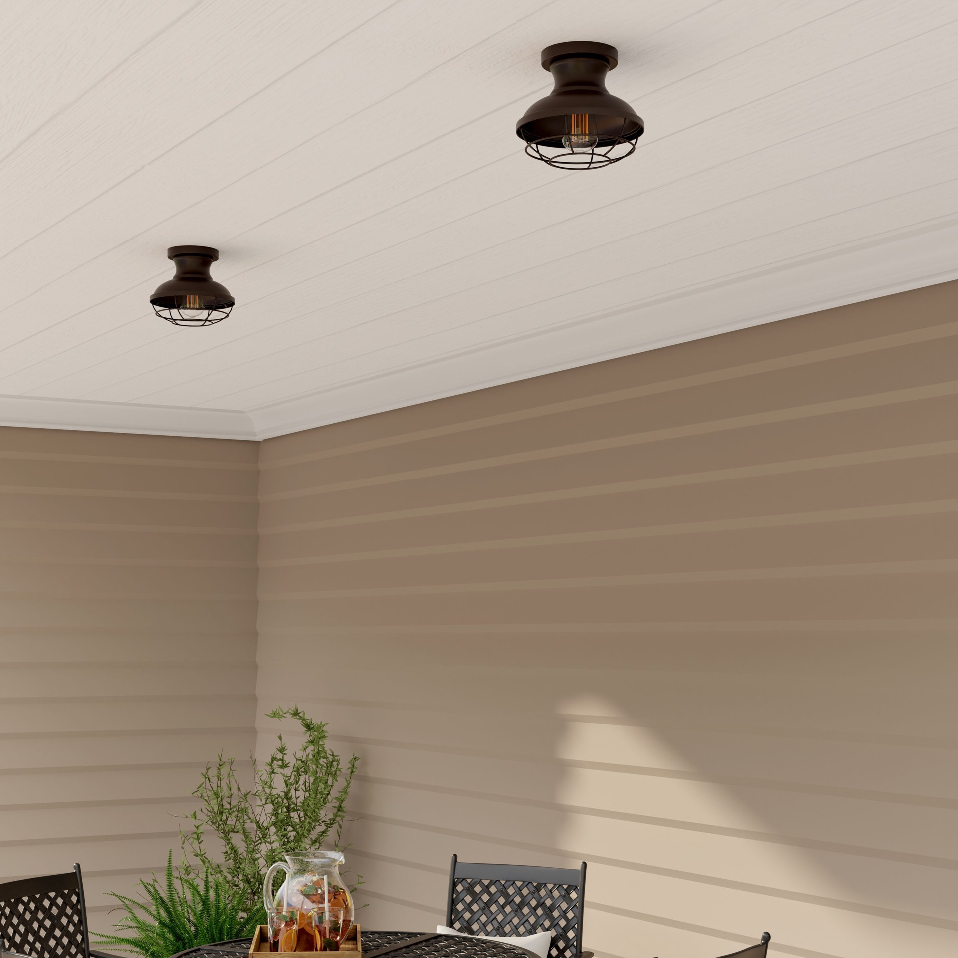 slide 4 of 6, allen + roth Yordan 1 -Light 8.5-in Matte Bronze Semi Flush Mount Light, 1 ct