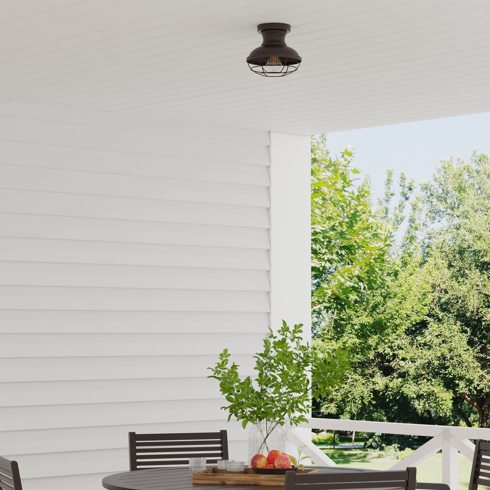 slide 5 of 6, allen + roth Yordan 1 -Light 8.5-in Matte Bronze Semi Flush Mount Light, 1 ct