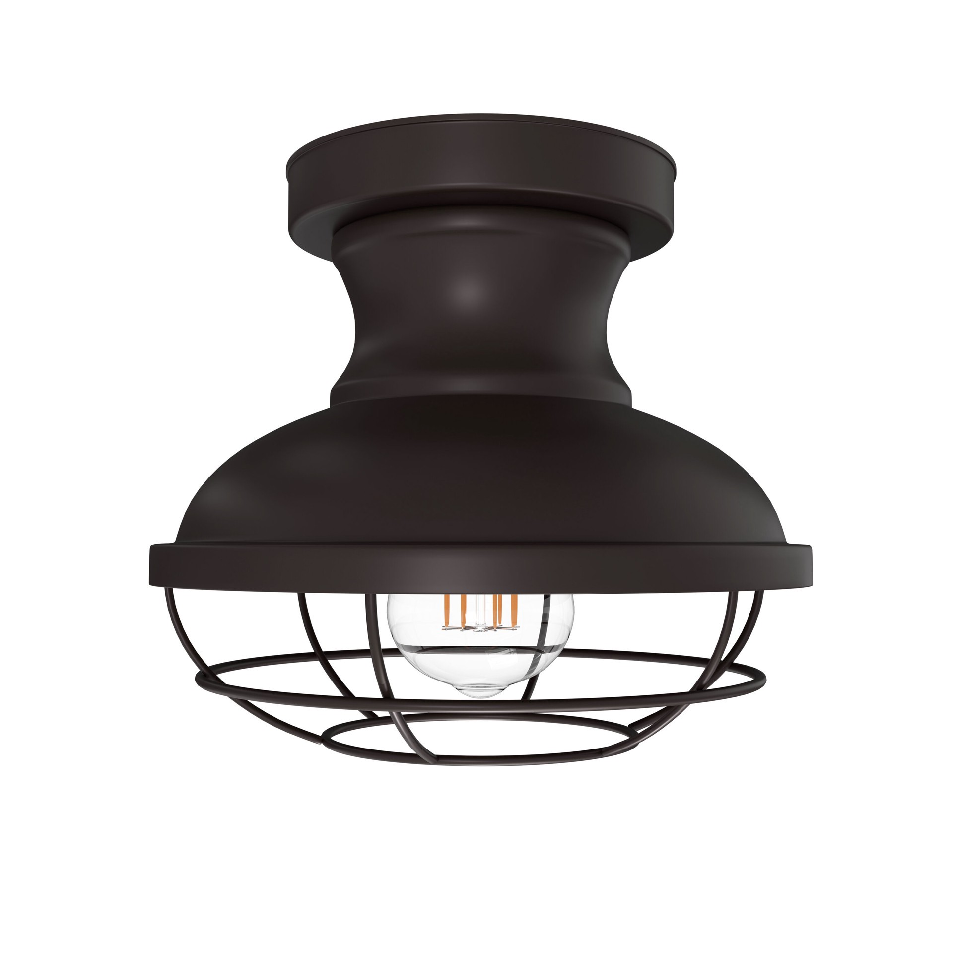 slide 2 of 6, allen + roth Yordan 1 -Light 8.5-in Matte Bronze Semi Flush Mount Light, 1 ct