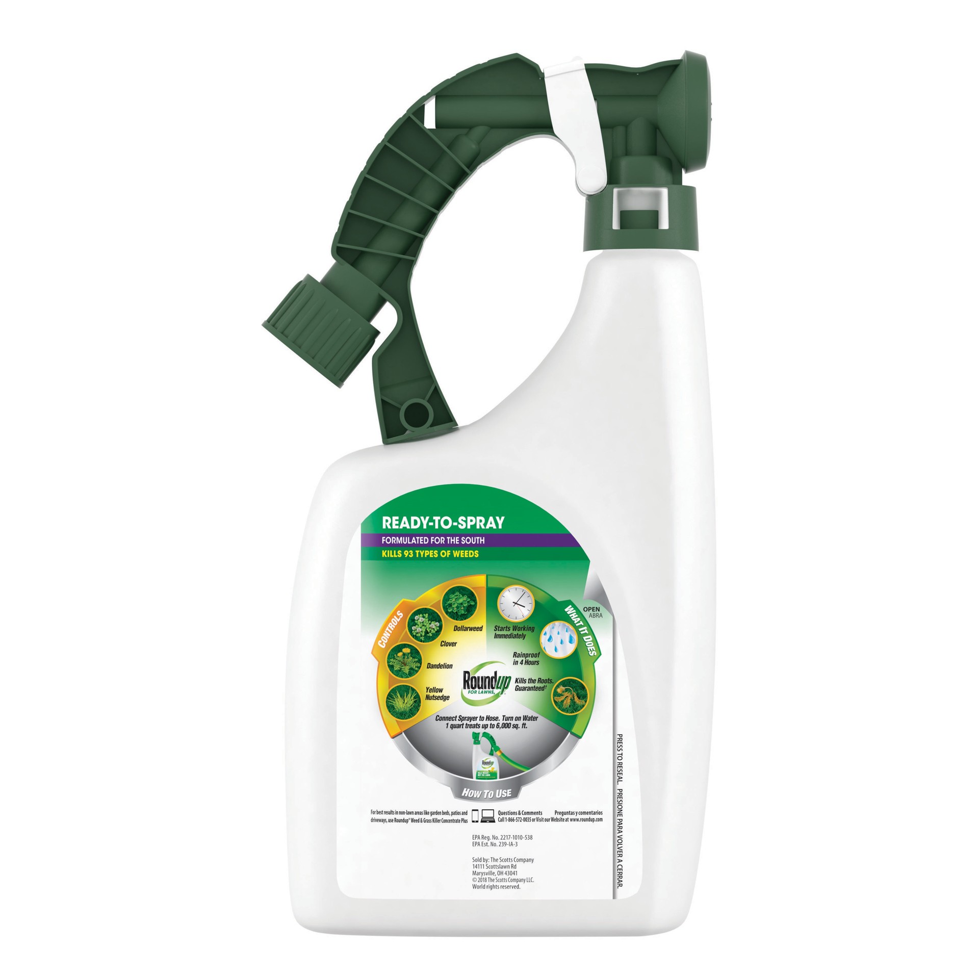 slide 3 of 6, Roundup For Lawns 32 -oz Hose end sprayer Lawn Weed Killer, 1 ct
