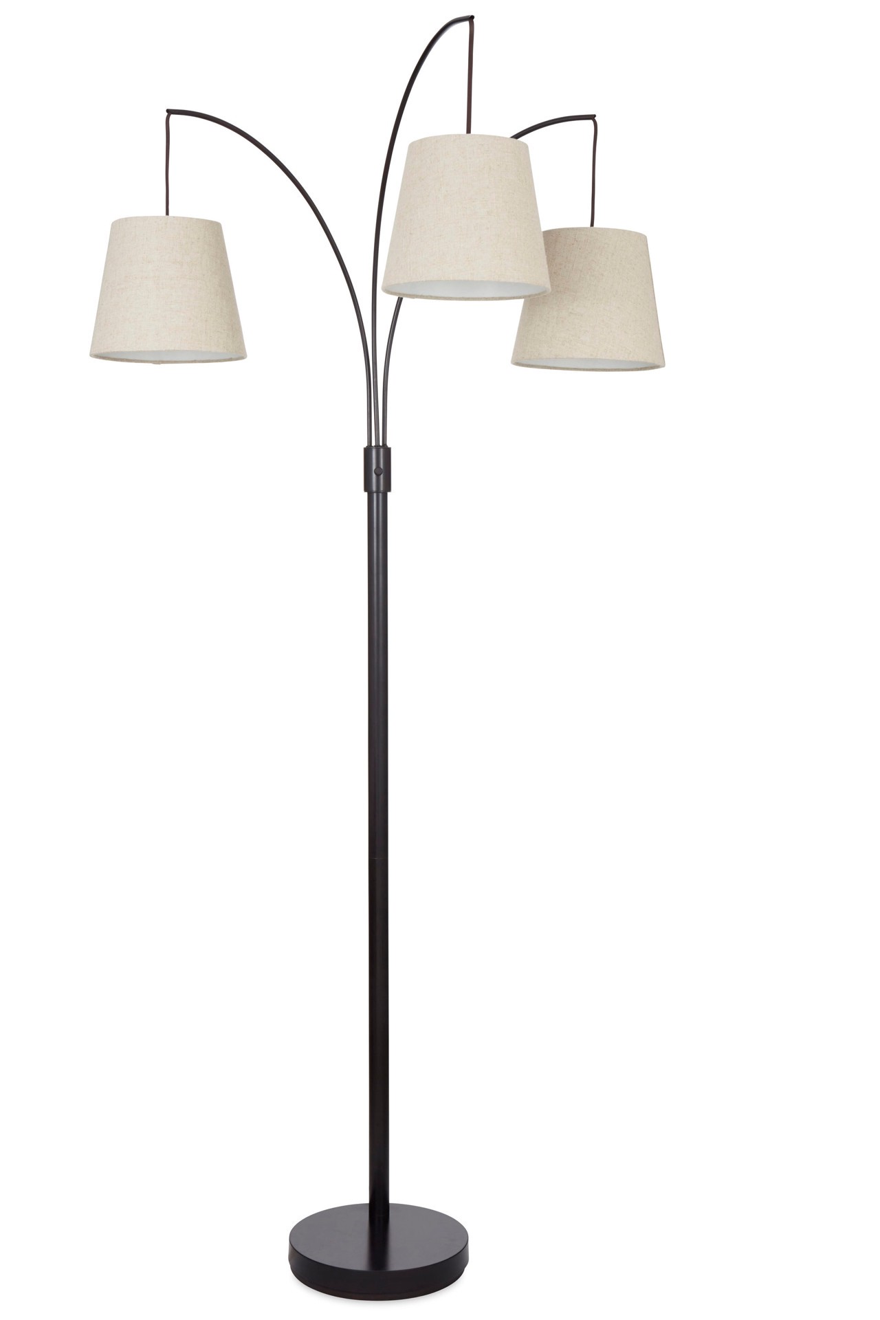 slide 2 of 6, allen + roth 80-in Bronze Multi-head Floor Lamp with Fabric Shade, 1 ct