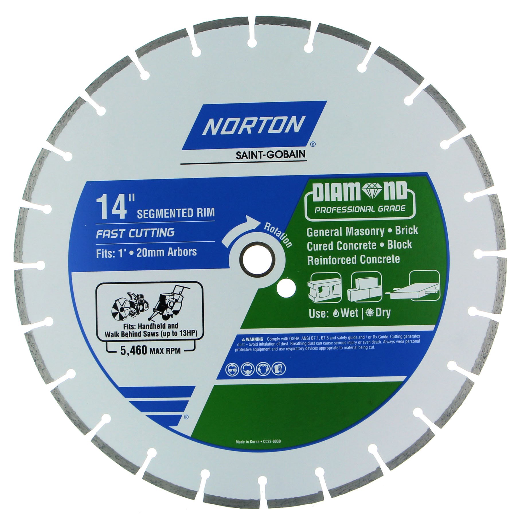 slide 2 of 3, Norton 14-in Wet/Dry Segmented Rim Diamond Saw Blade, 1 ct