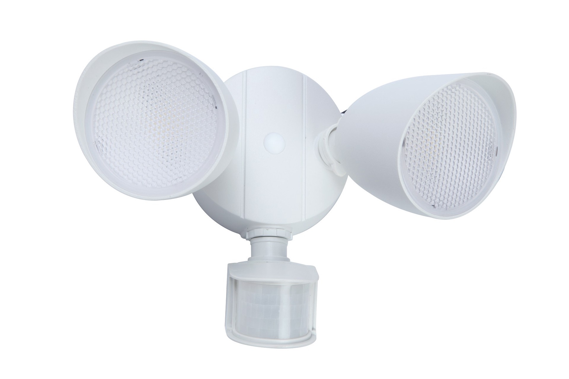 slide 1 of 6, Utilitech 110 -Degree 150 -Wattage Equivalent Hardwired LED White 2 -Head Motion-Activated Flood Light with Timer 1500 -Lumen, 1 ct