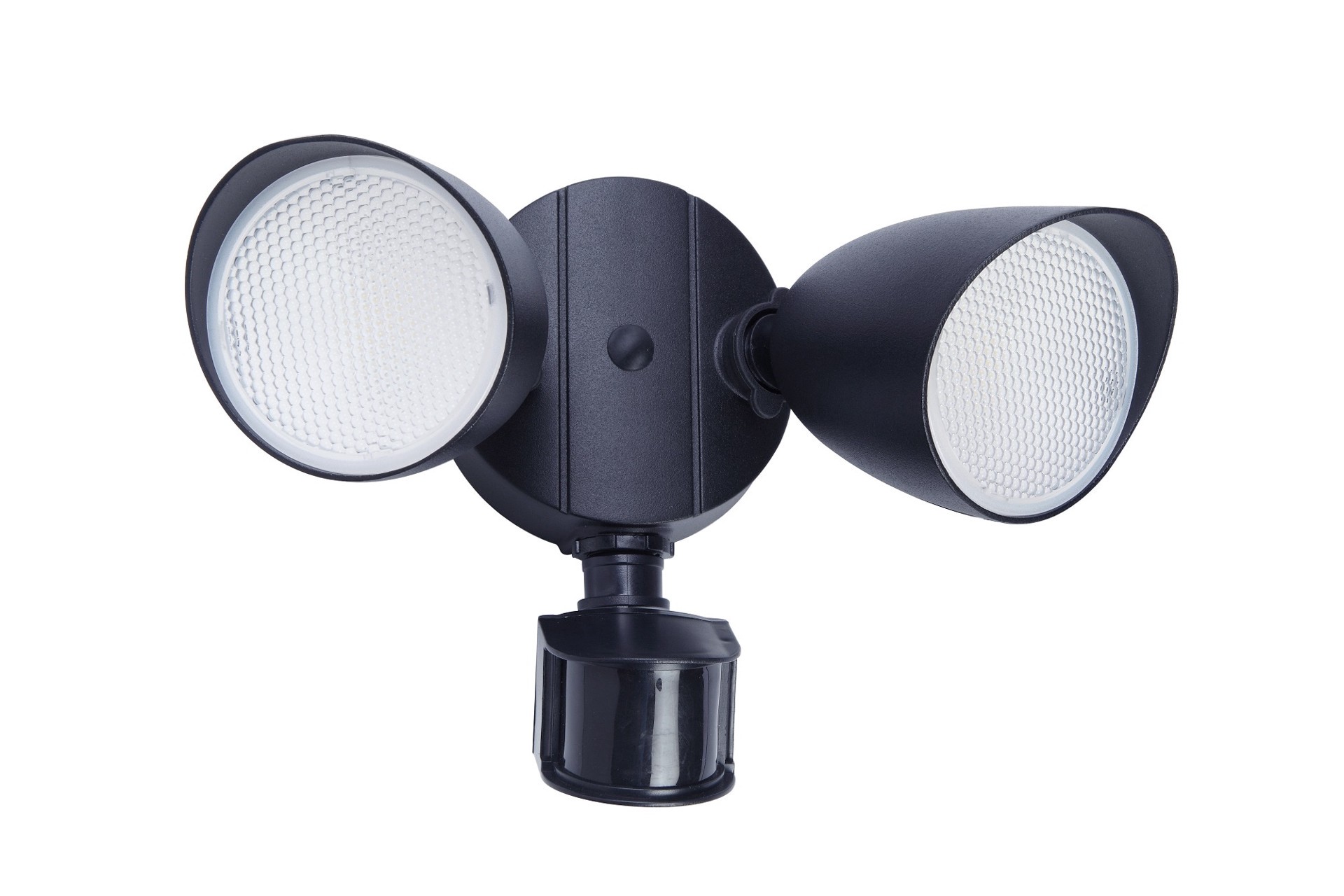 slide 1 of 6, Utilitech 110 -Degree 100 -Wattage Equivalent Hardwired LED Black 2 -Head Motion-Activated Flood Light with Timer 1500 -Lumen, 1 ct