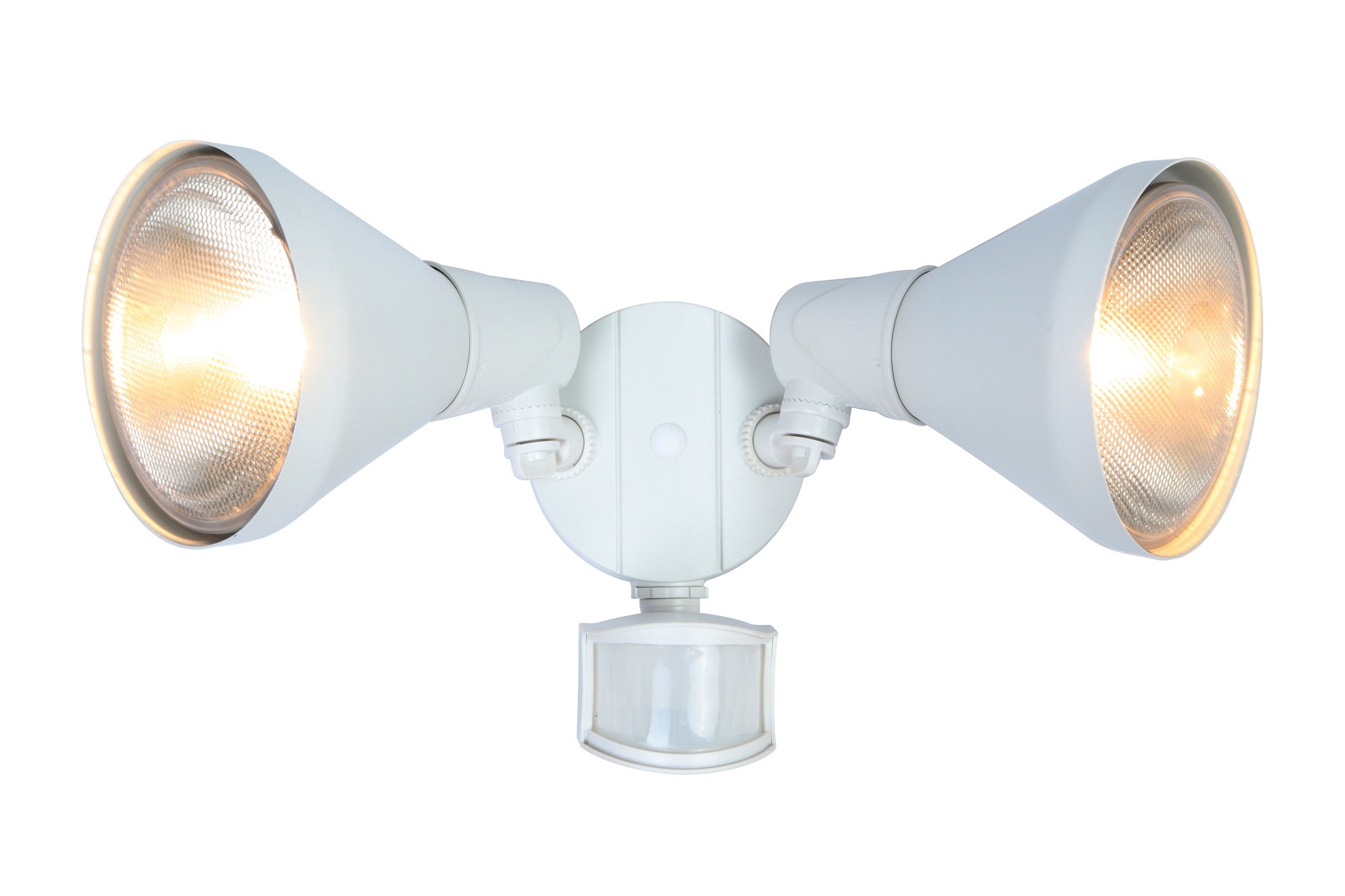 slide 6 of 6, Utilitech 240 -Degree 300 -Wattage Equivalent Hardwired Halogen white 2 -Head Motion-Activated Flood Light with Timer, 1 ct