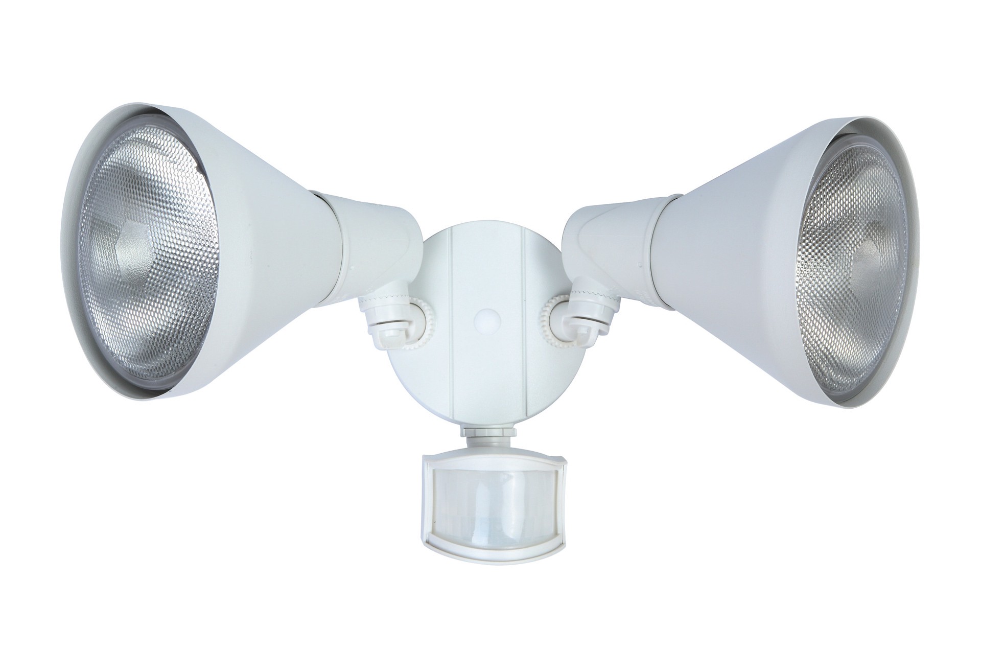 slide 1 of 6, Utilitech 240 -Degree 300 -Wattage Equivalent Hardwired Halogen white 2 -Head Motion-Activated Flood Light with Timer, 1 ct