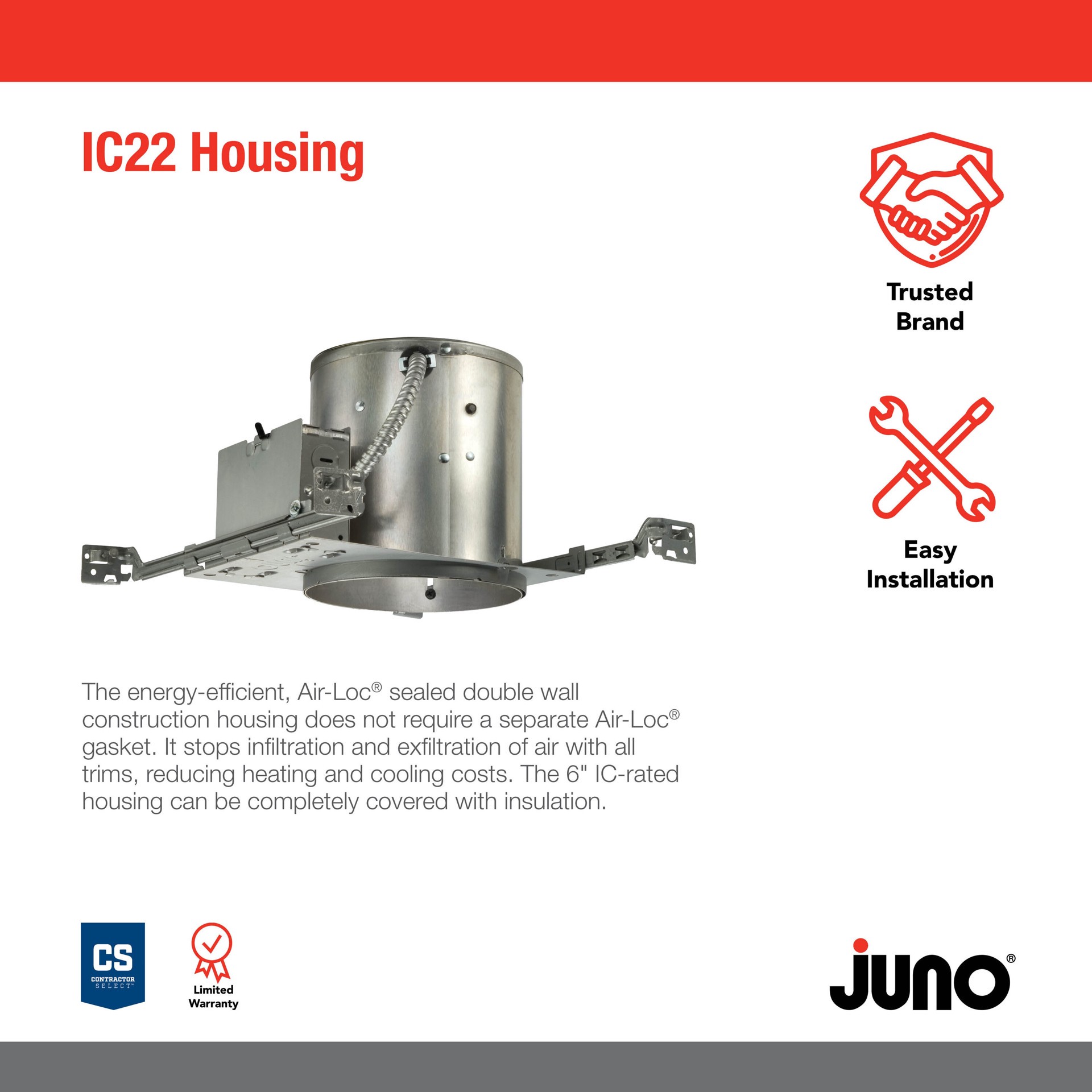 slide 3 of 6, Juno New construction Airtight IC 6-in Recessed Light Housing, 1 ct