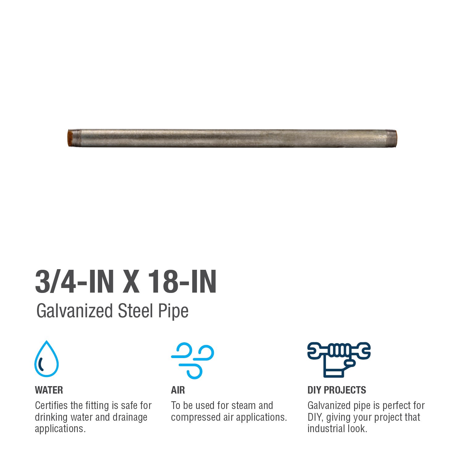 slide 4 of 6, Southland 3/4-in x 18-in Galvanized Pipe, 1 ct