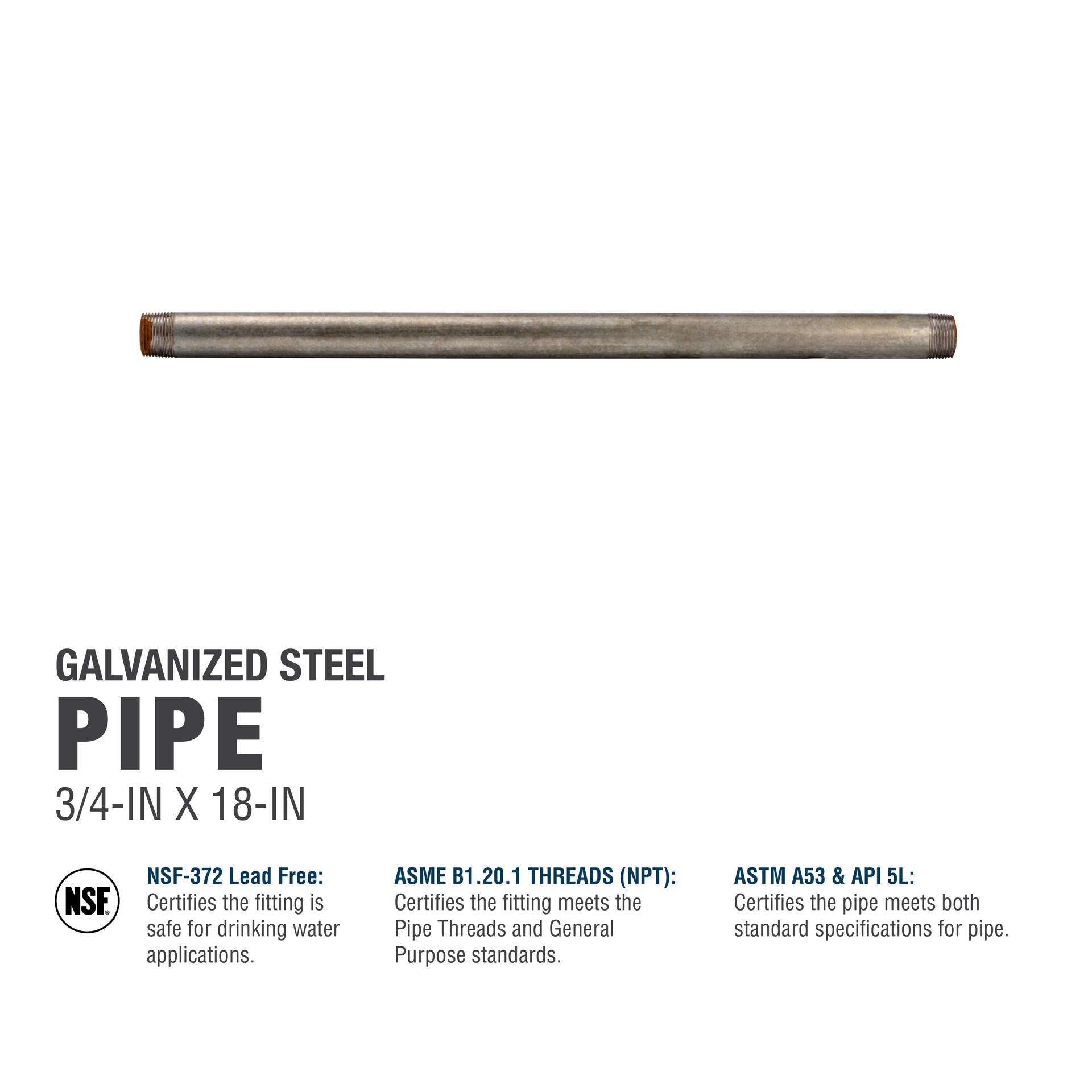 slide 5 of 6, Southland 3/4-in x 18-in Galvanized Pipe, 1 ct