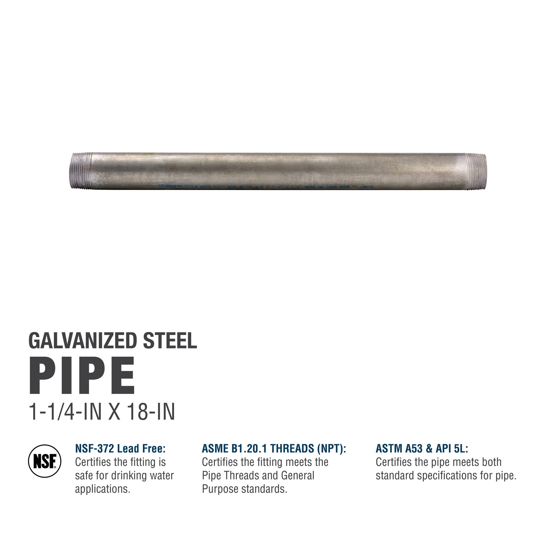 slide 5 of 6, Southland 1-1/4-in x 18-in Galvanized Pipe, 1 ct