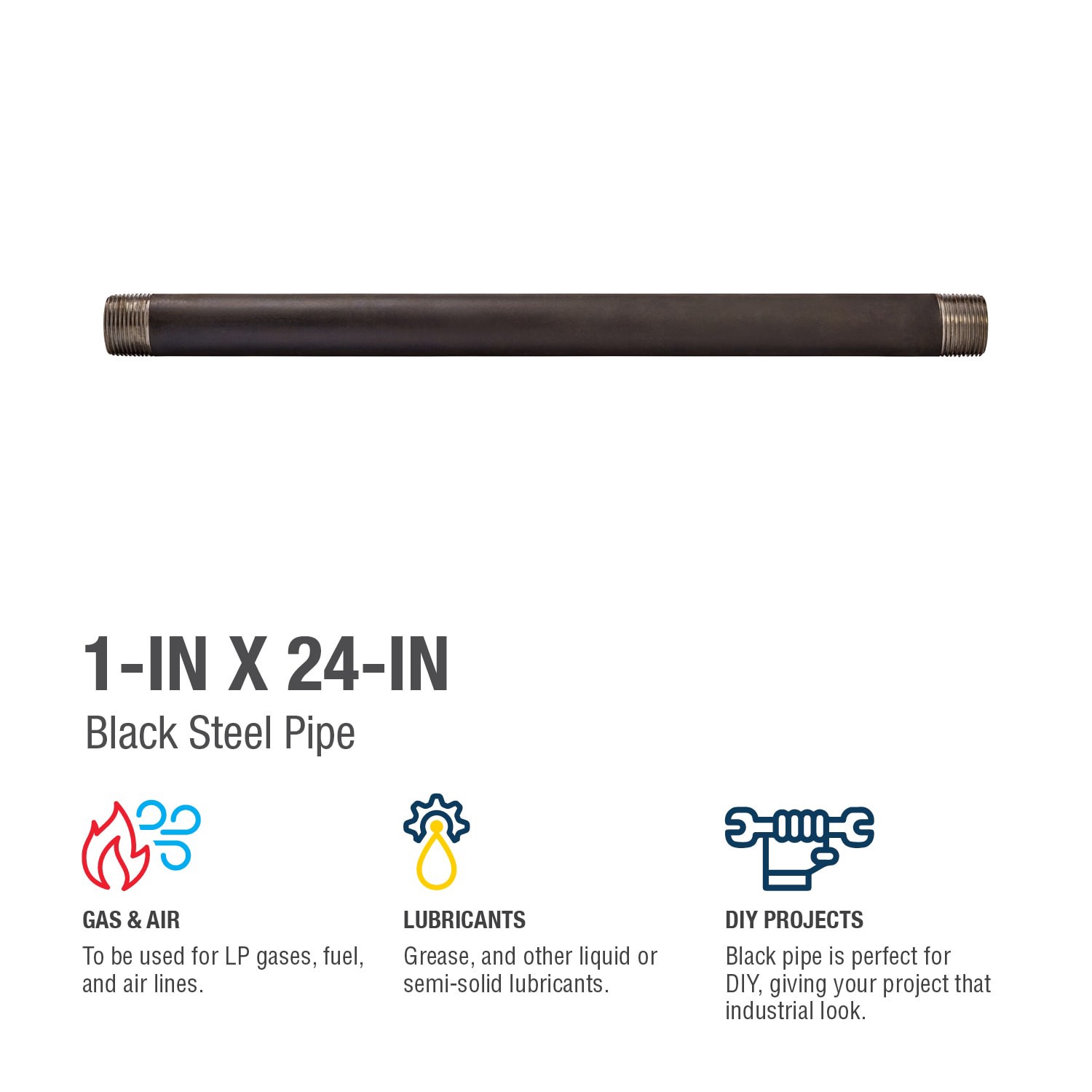 slide 5 of 6, Southland 1-in x 24-in Black Pipe, 1 ct