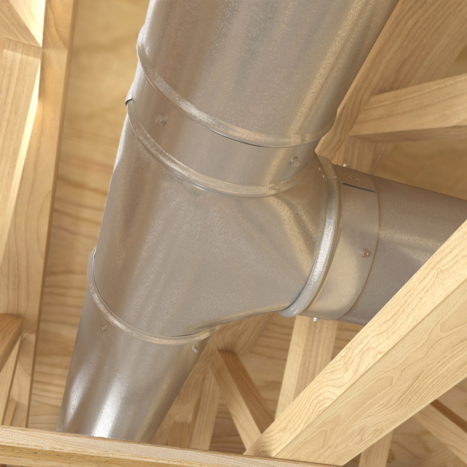 slide 5 of 6, IMPERIAL 4.0-in 30.0 Gauge Galvanized steel Round Full flow Duct tee, 1 ct