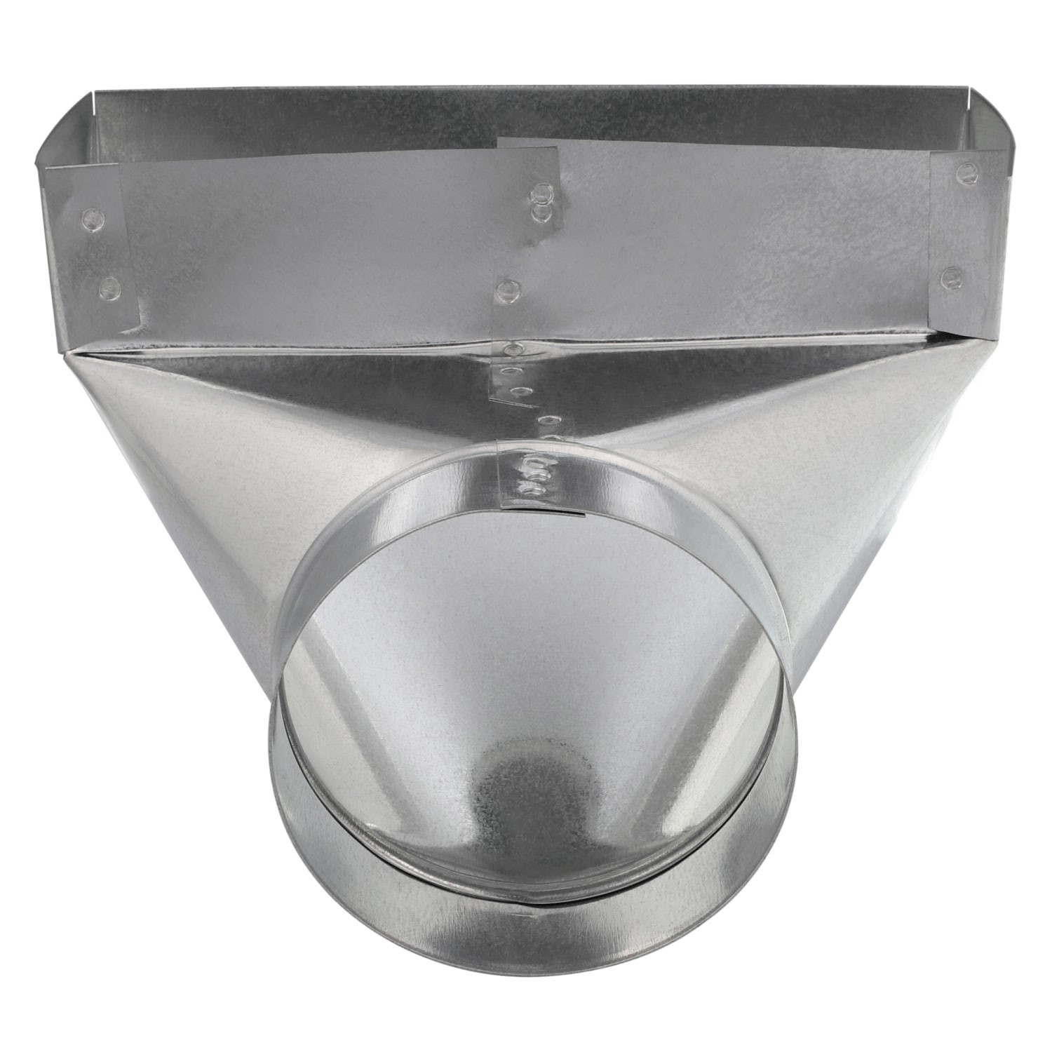 slide 3 of 6, IMPERIAL 6-in 30 Gauge Galvanized steel Round 90 degree register Duct boot, 1 ct