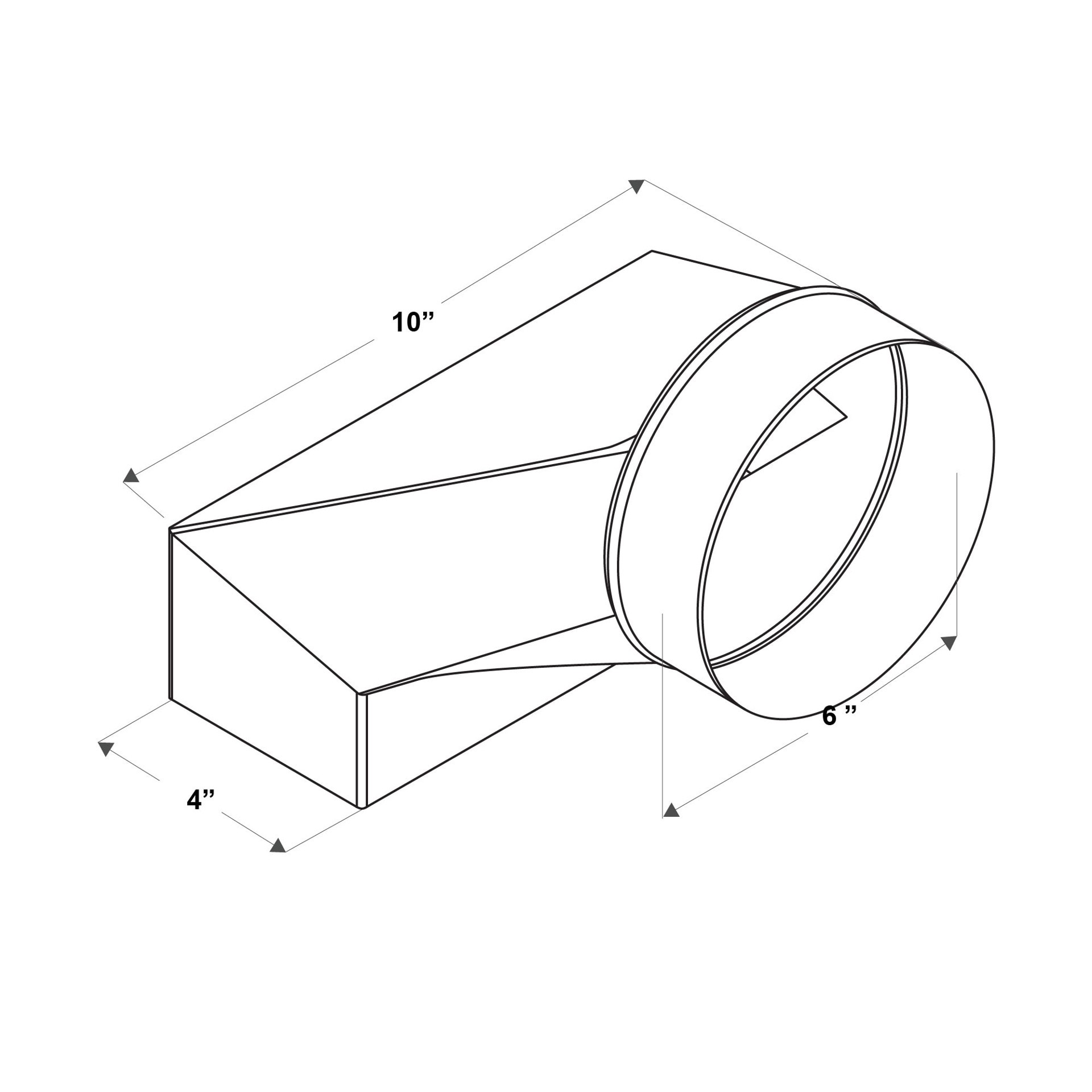 slide 6 of 6, IMPERIAL 6-in 30 Gauge Galvanized steel Round 90 degree register Duct boot, 1 ct