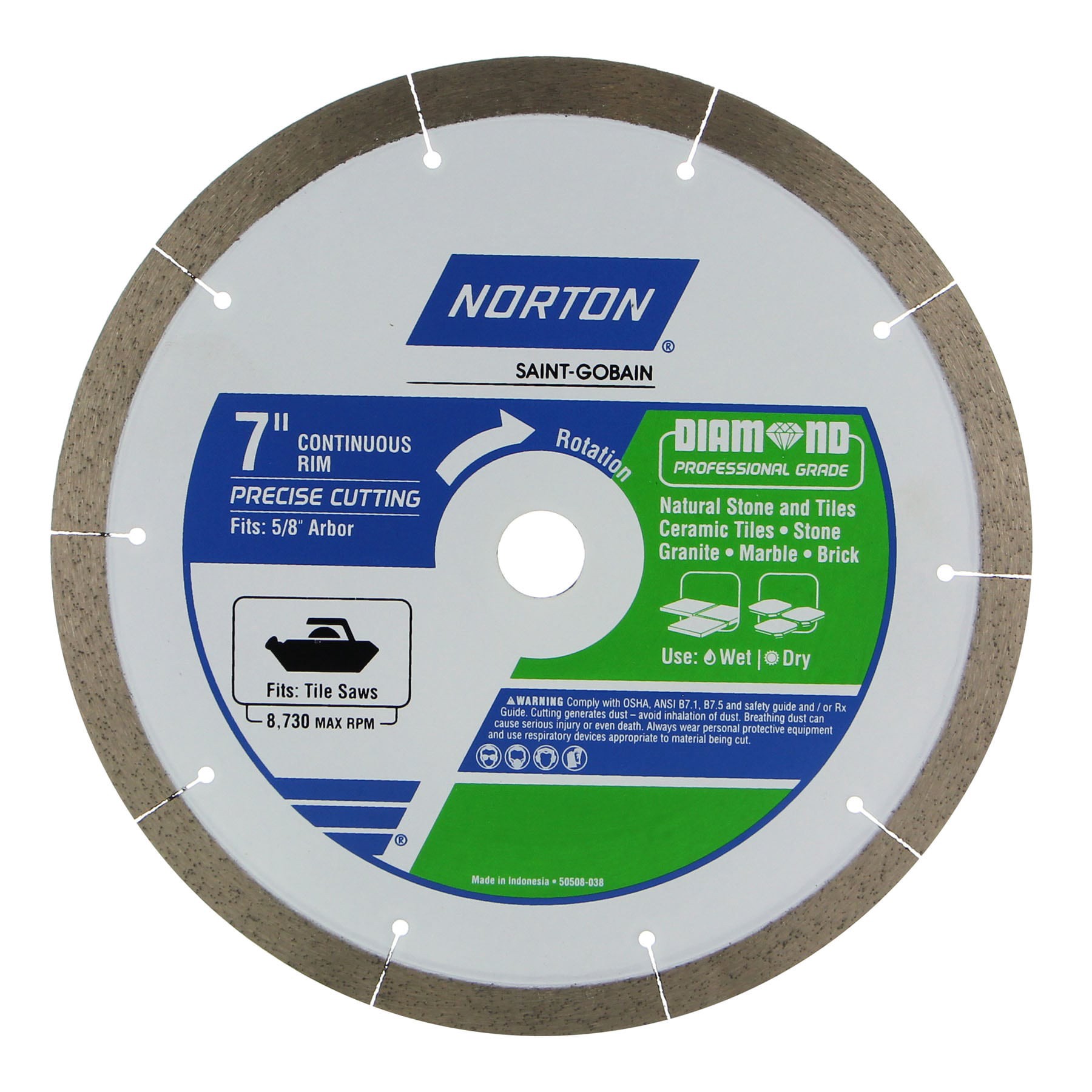 slide 2 of 4, Norton 7-in Wet/Dry Continuous Rim Diamond Saw Blade, 1 ct