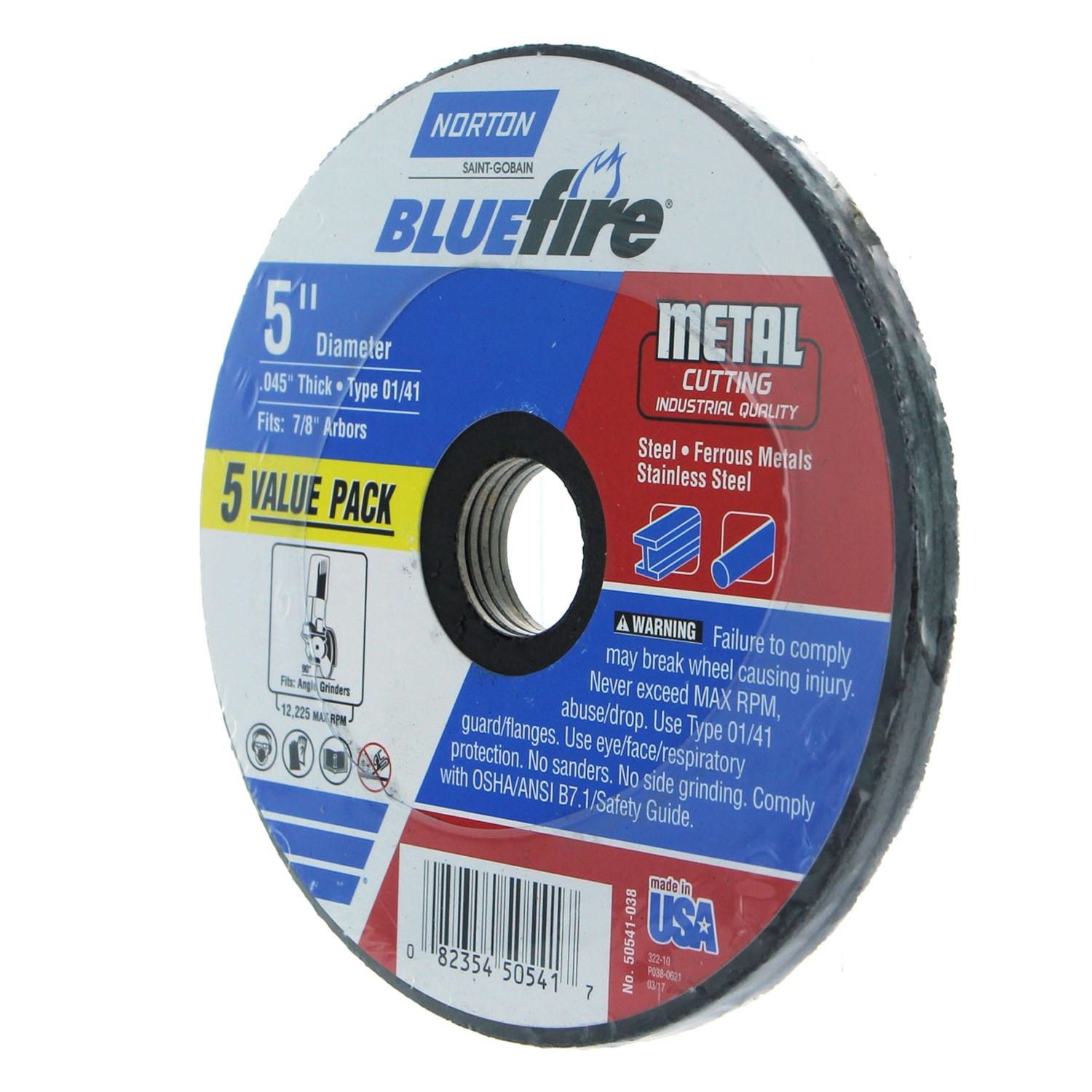 slide 2 of 2, Norton Bluefire 5 -Pack 5-in Bonded abrasive Cut-off wheel, 1 ct