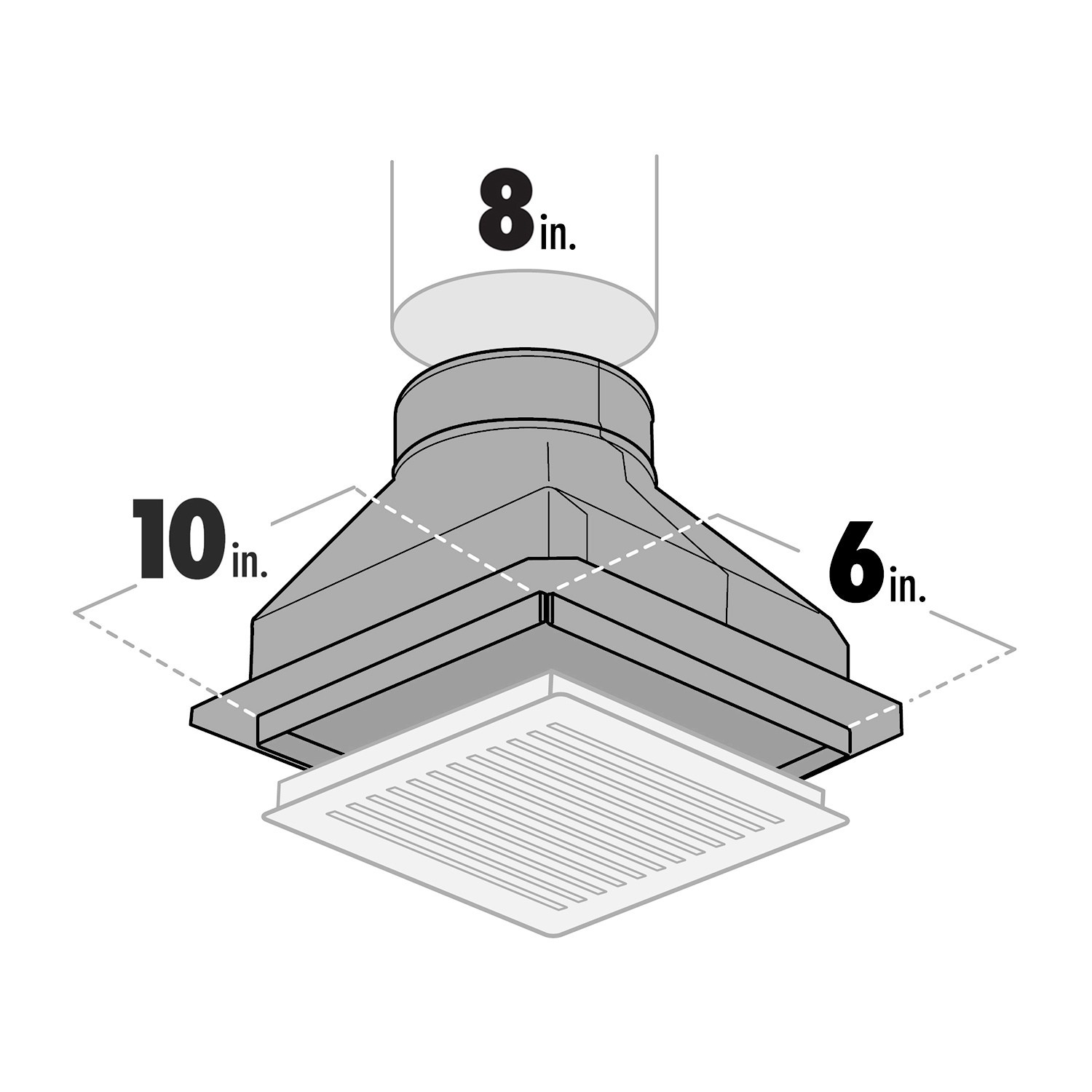 slide 6 of 6, IMPERIAL 8-in 30 Gauge Galvanized steel Round Ceiling register Duct boot, 1 ct