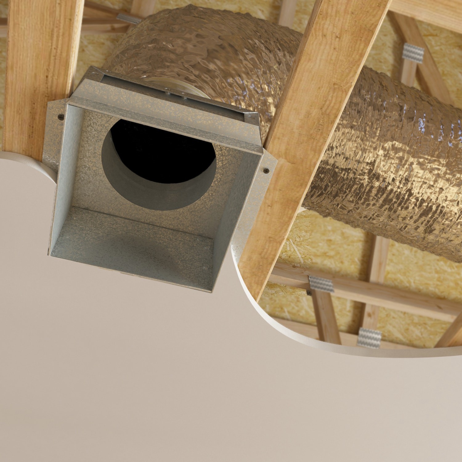 slide 4 of 6, IMPERIAL 4-in 30 Gauge Galvanized steel Round Ceiling register Duct boot, 1 ct