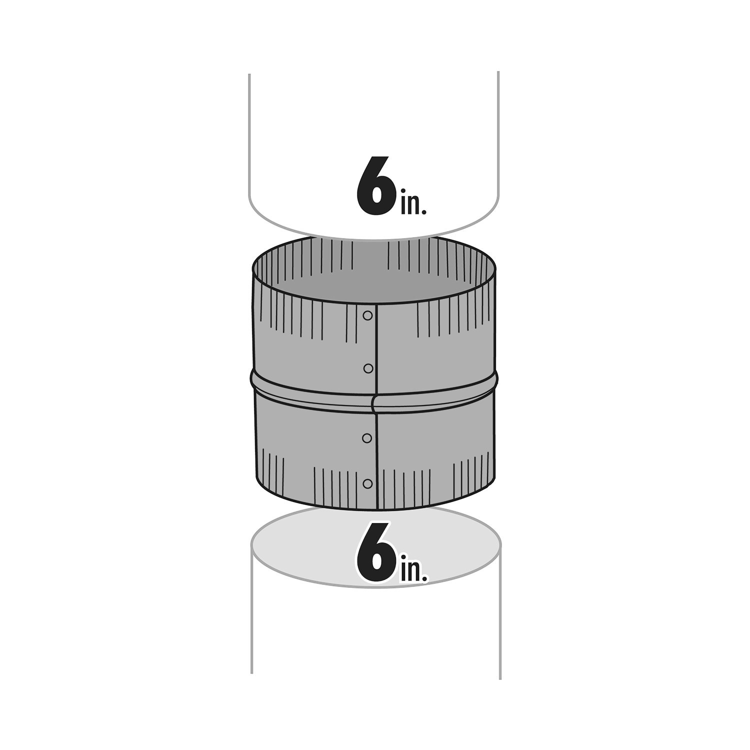 slide 6 of 6, IMPERIAL 6-in 30 Gauge Galvanized steel Round Flexible duct connector, 1 ct