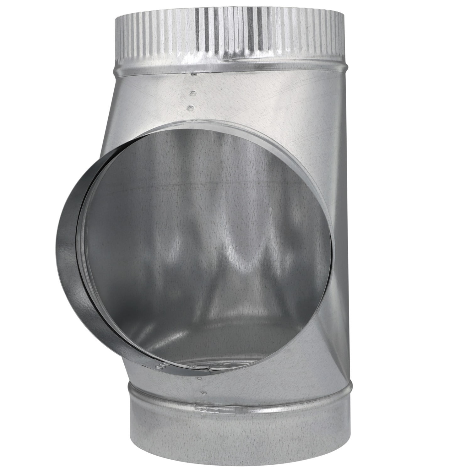 slide 3 of 6, IMPERIAL 8.0-in 30.0 Gauge Galvanized steel Round Full flow Duct tee, 1 ct