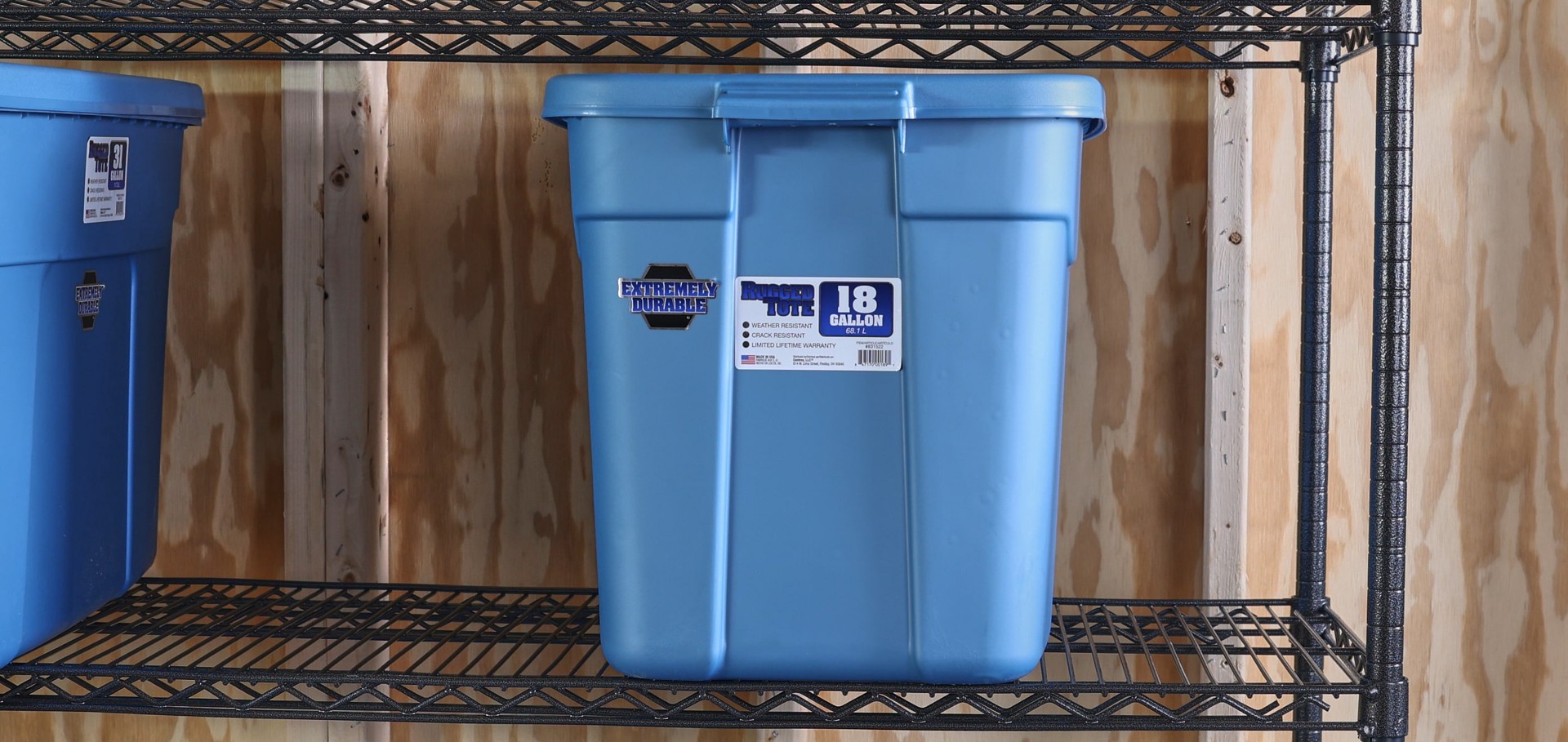 slide 4 of 6, Centrex Rugged Tote Medium 18 -Gallons ( 72 -Quarts ) Metallic blue Heavy Duty Stackable Tote with Standard Snap Lid, 1 ct