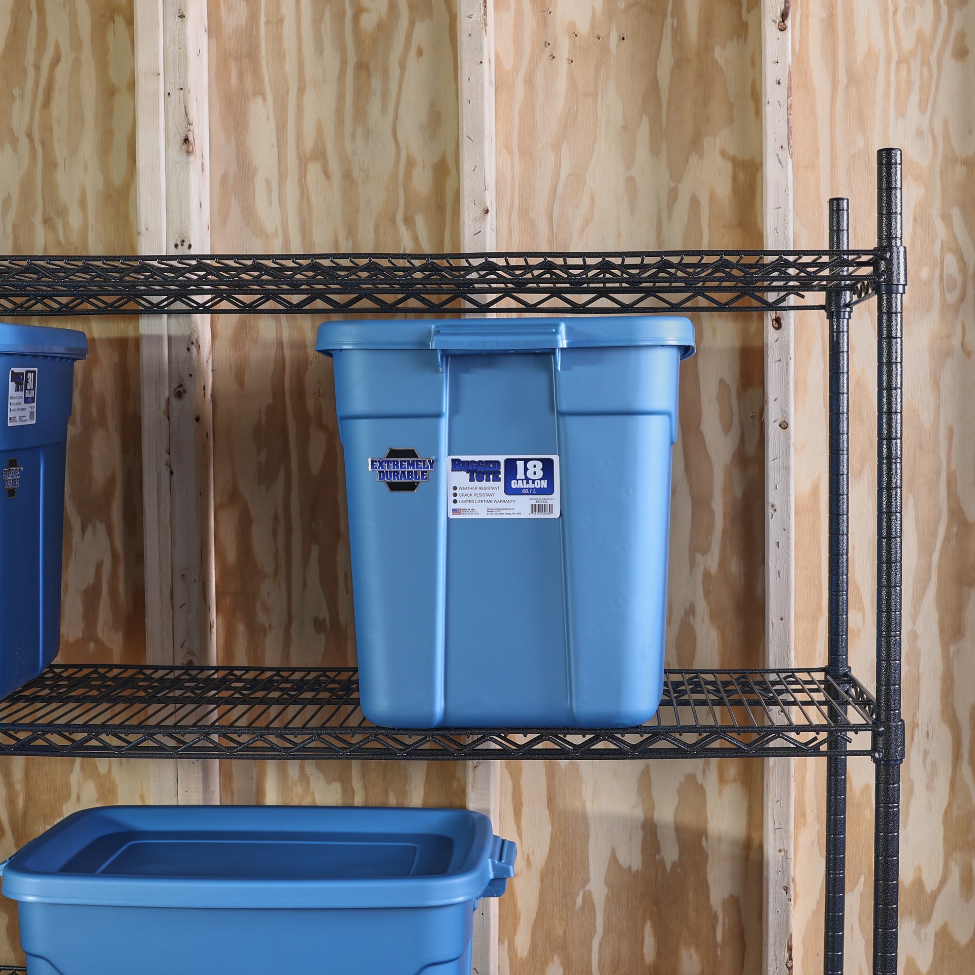 slide 5 of 6, Centrex Rugged Tote Medium 18 -Gallons ( 72 -Quarts ) Metallic blue Heavy Duty Stackable Tote with Standard Snap Lid, 1 ct