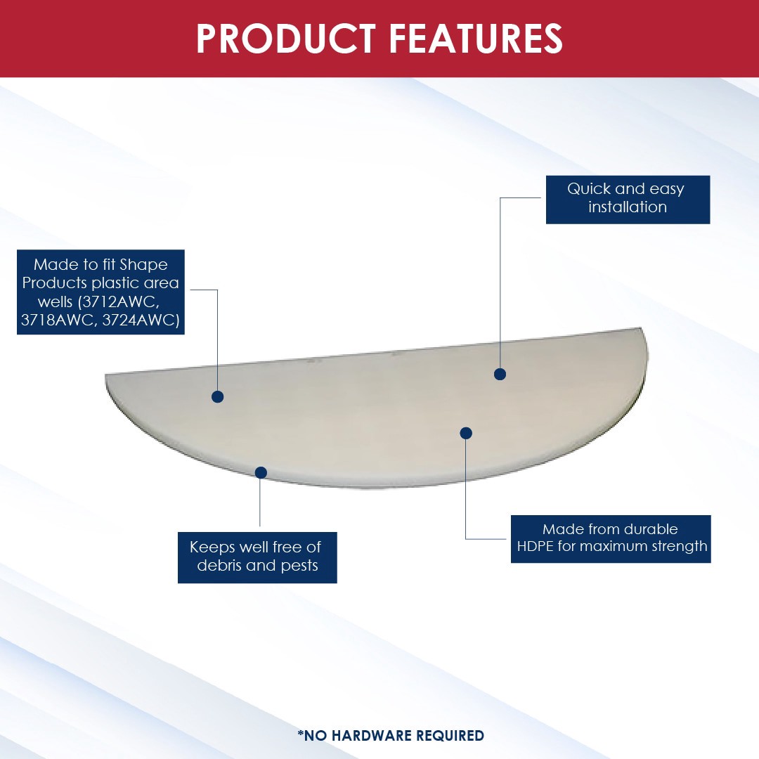 slide 4 of 6, SHAPE PRODUCTS 17-in inches x 1-in inches x 39-in inches Plastic Window Well Cover, 1 ct