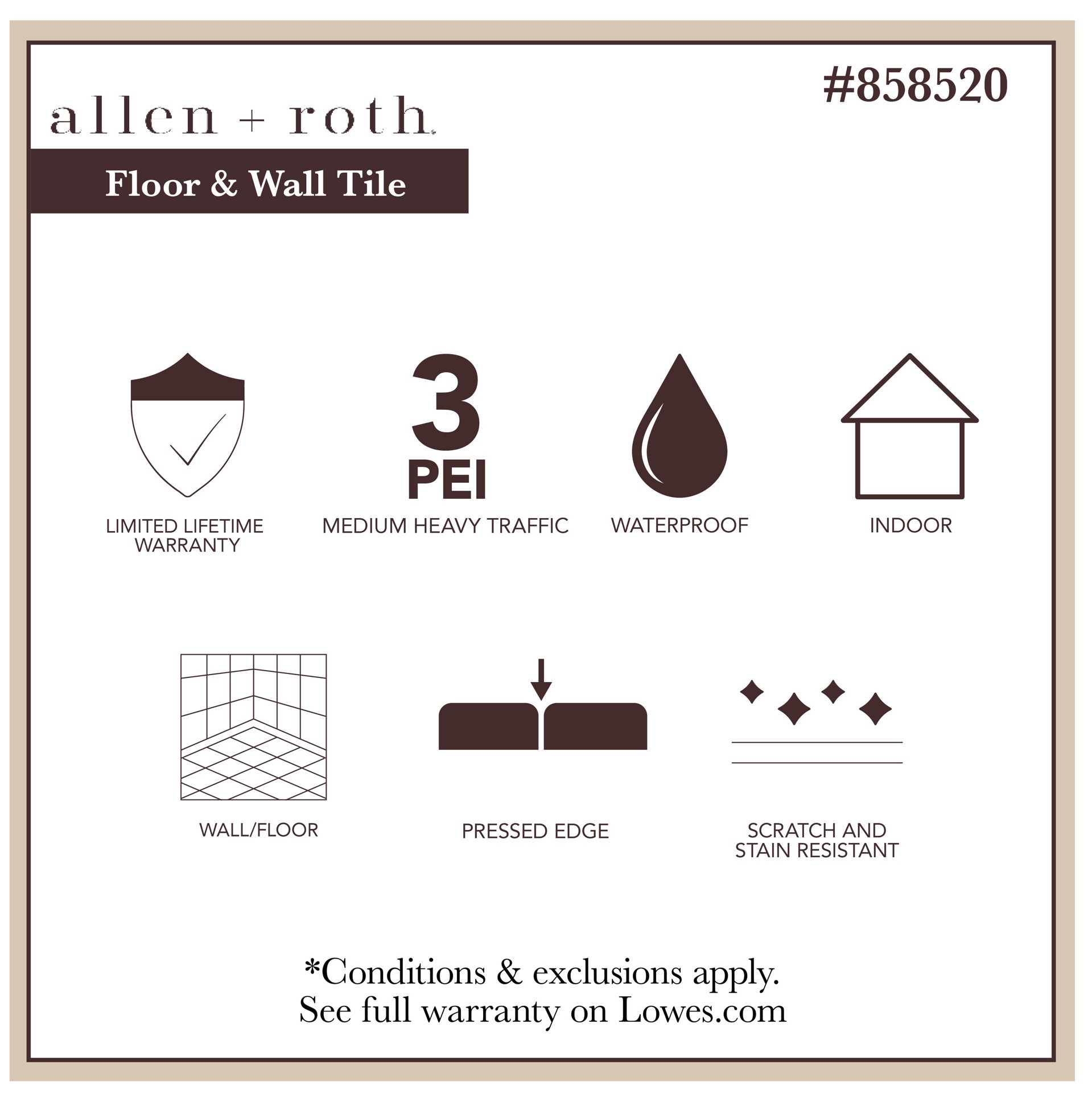 slide 6 of 6, allen + roth Cementina Black and white 8-in x 8-in Glazed Ceramic Floor and Wall Tile ( 0.43-sq ft Piece ), 1 ct