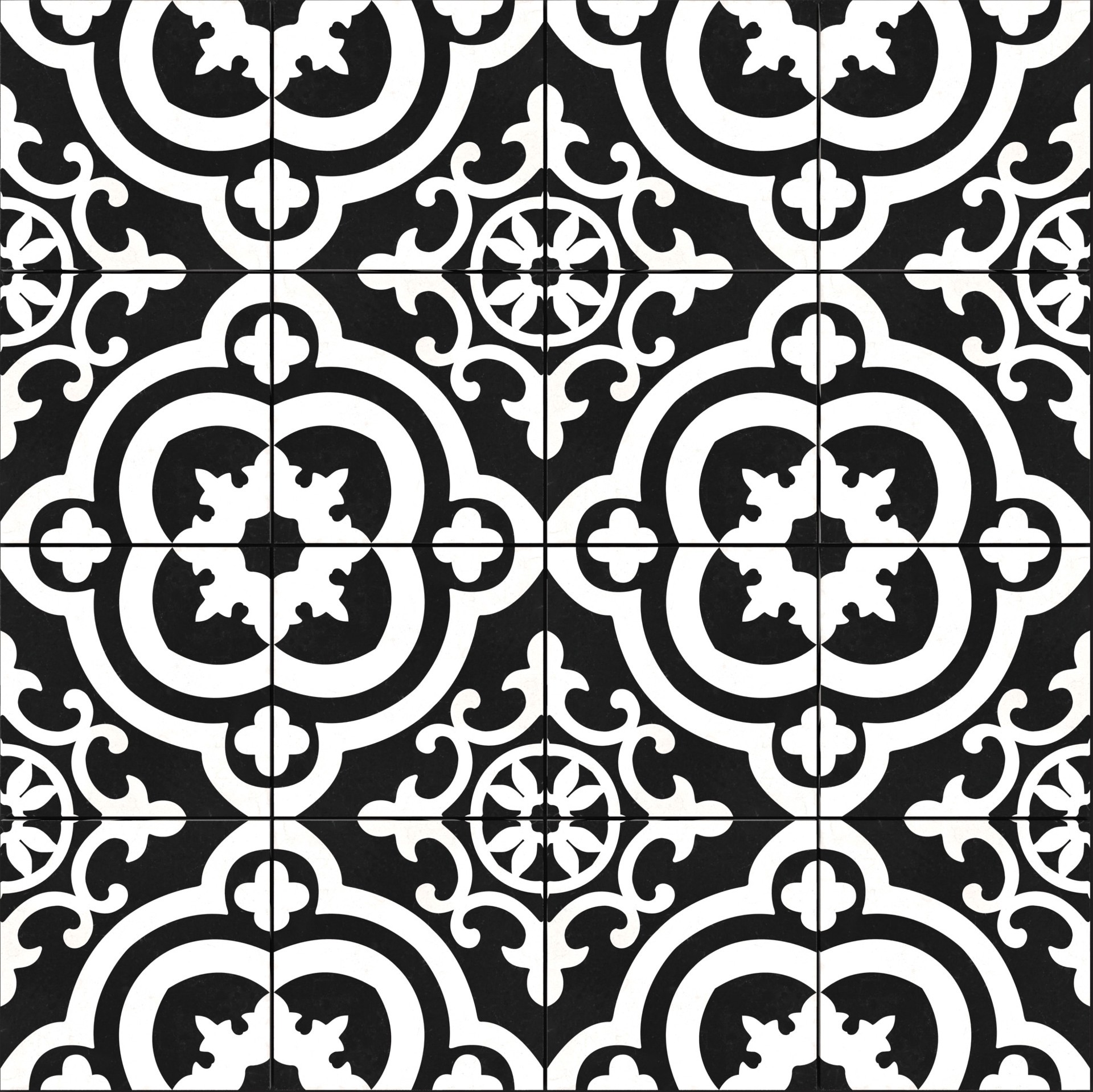 slide 1 of 6, allen + roth Cementina Black and white 8-in x 8-in Glazed Ceramic Floor and Wall Tile ( 0.43-sq ft Piece ), 1 ct