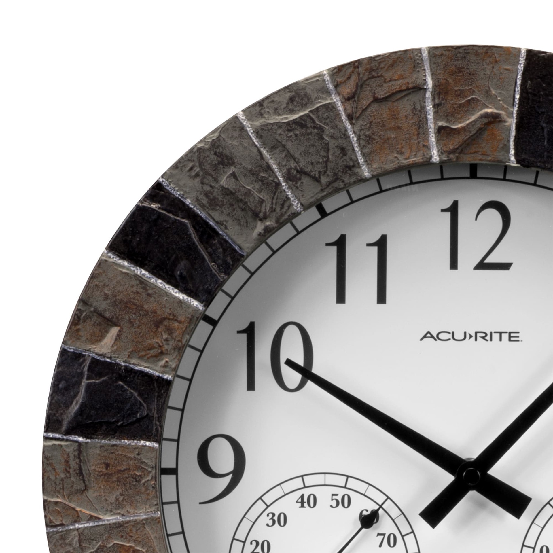 slide 4 of 6, AcuRite Analog Wireless Outdoor Faux Slate Thermometer with clock, 1 ct