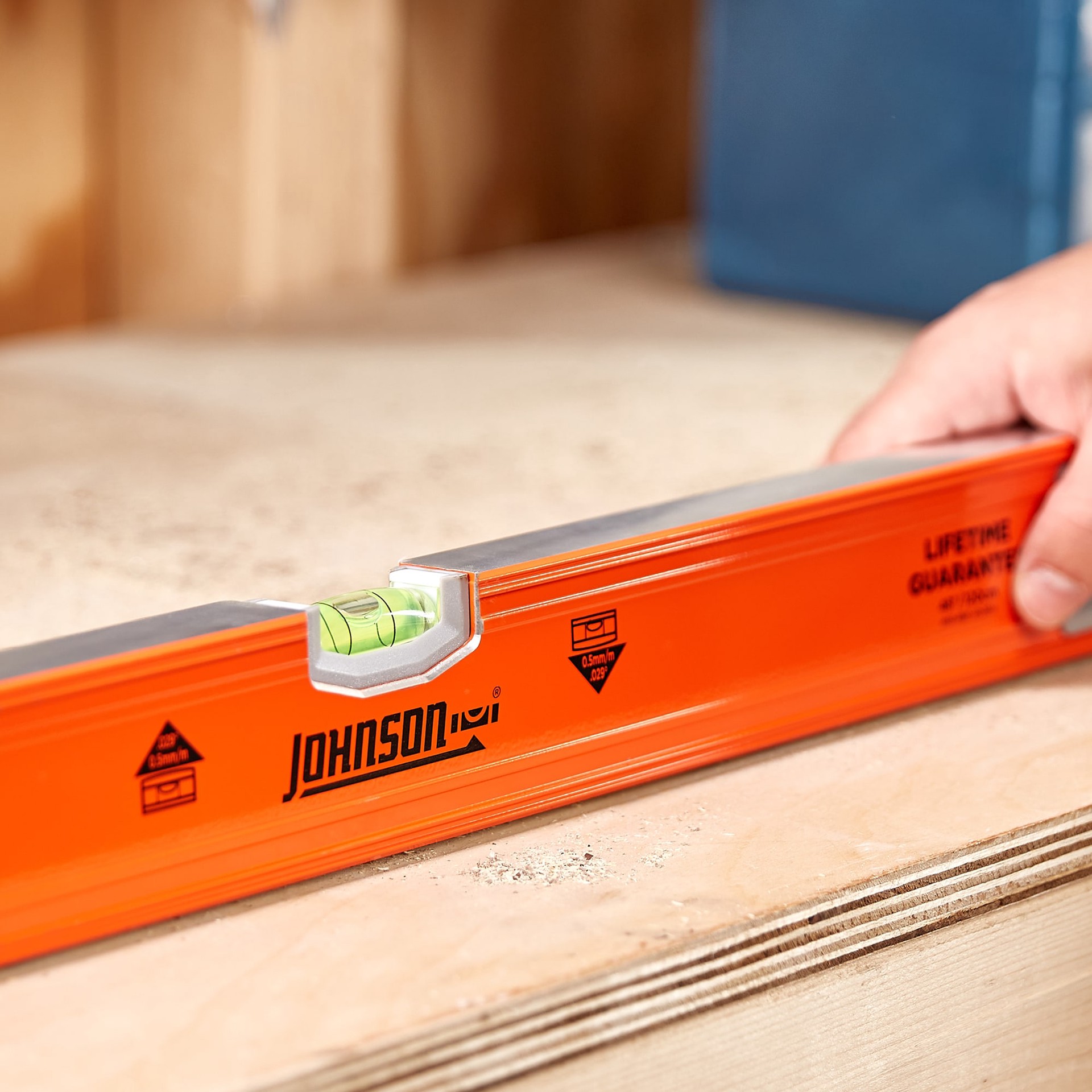 slide 4 of 6, Johnson Level Aluminum 48-in 3 Vial Magnetic Box beam level, 1 ct