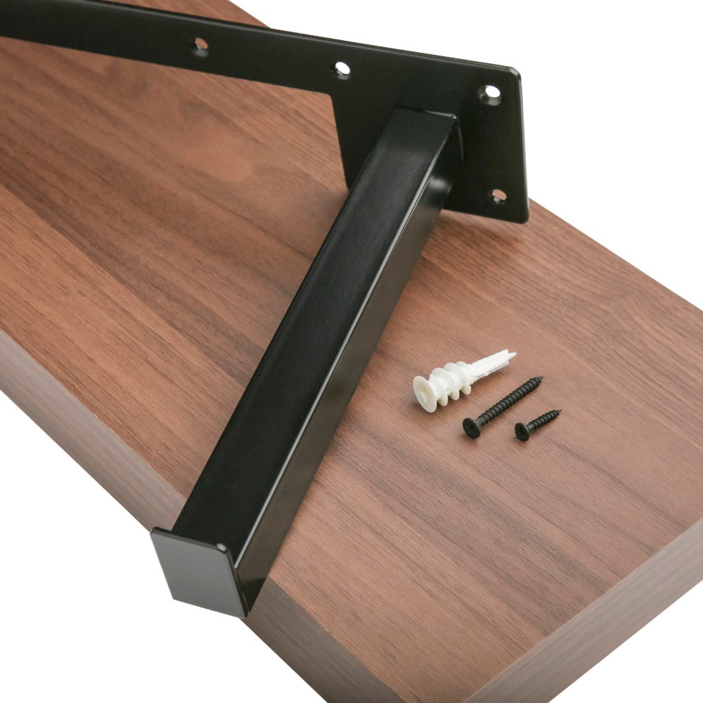 slide 3 of 6, allen + roth 23.6-in L x 7.8-in D x 3.93-in H Dark Oak Rectangular Shelf Kit, 1 ct