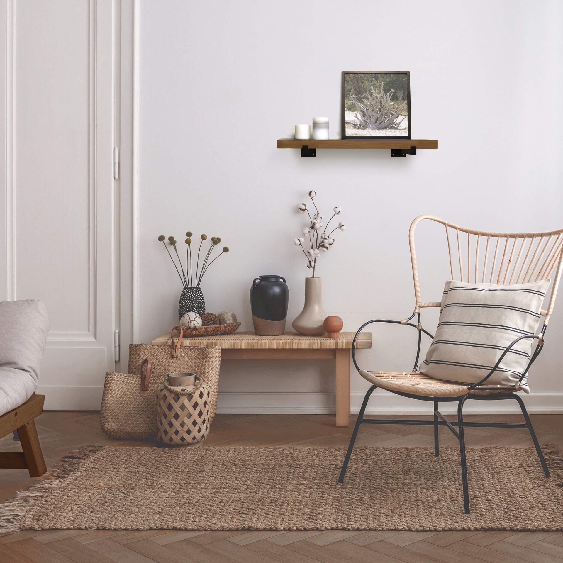 slide 5 of 6, allen + roth 23.6-in L x 7.8-in D x 3.93-in H Dark Oak Rectangular Shelf Kit, 1 ct