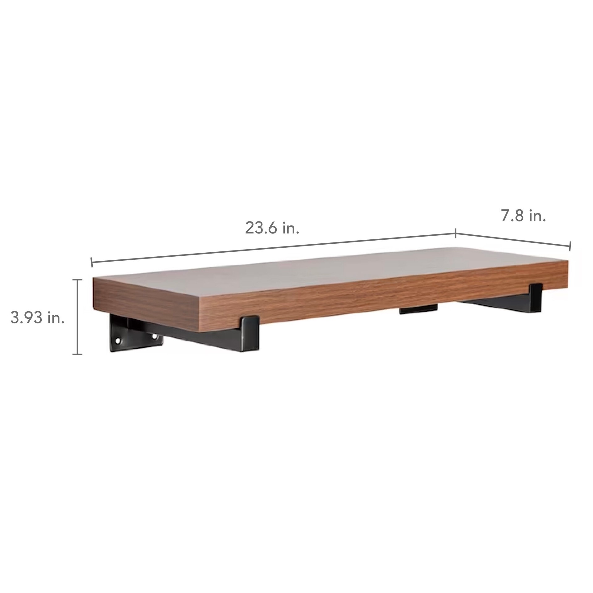slide 6 of 6, allen + roth 23.6-in L x 7.8-in D x 3.93-in H Dark Oak Rectangular Shelf Kit, 1 ct