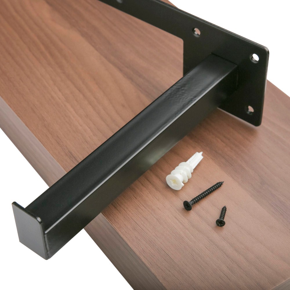 slide 3 of 6, allen + roth 35.4-in L x 7.8-in D x 3.93-in H Dark Oak Rectangular Shelf Kit, 1 ct
