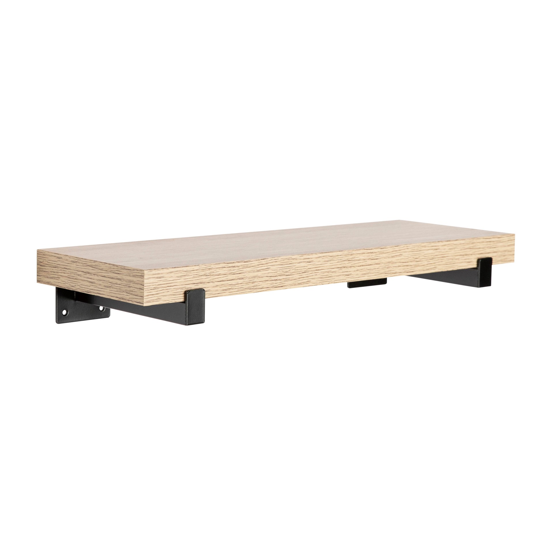 slide 3 of 6, allen + roth 24-in L x 7.8-in D x 1.5-in H Natural Wood Rectangular Bracket Shelf, 1 ct