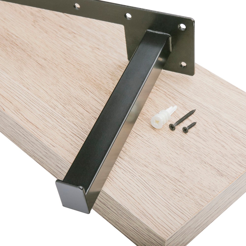 slide 4 of 6, allen + roth 24-in L x 7.8-in D x 1.5-in H Natural Wood Rectangular Bracket Shelf, 1 ct