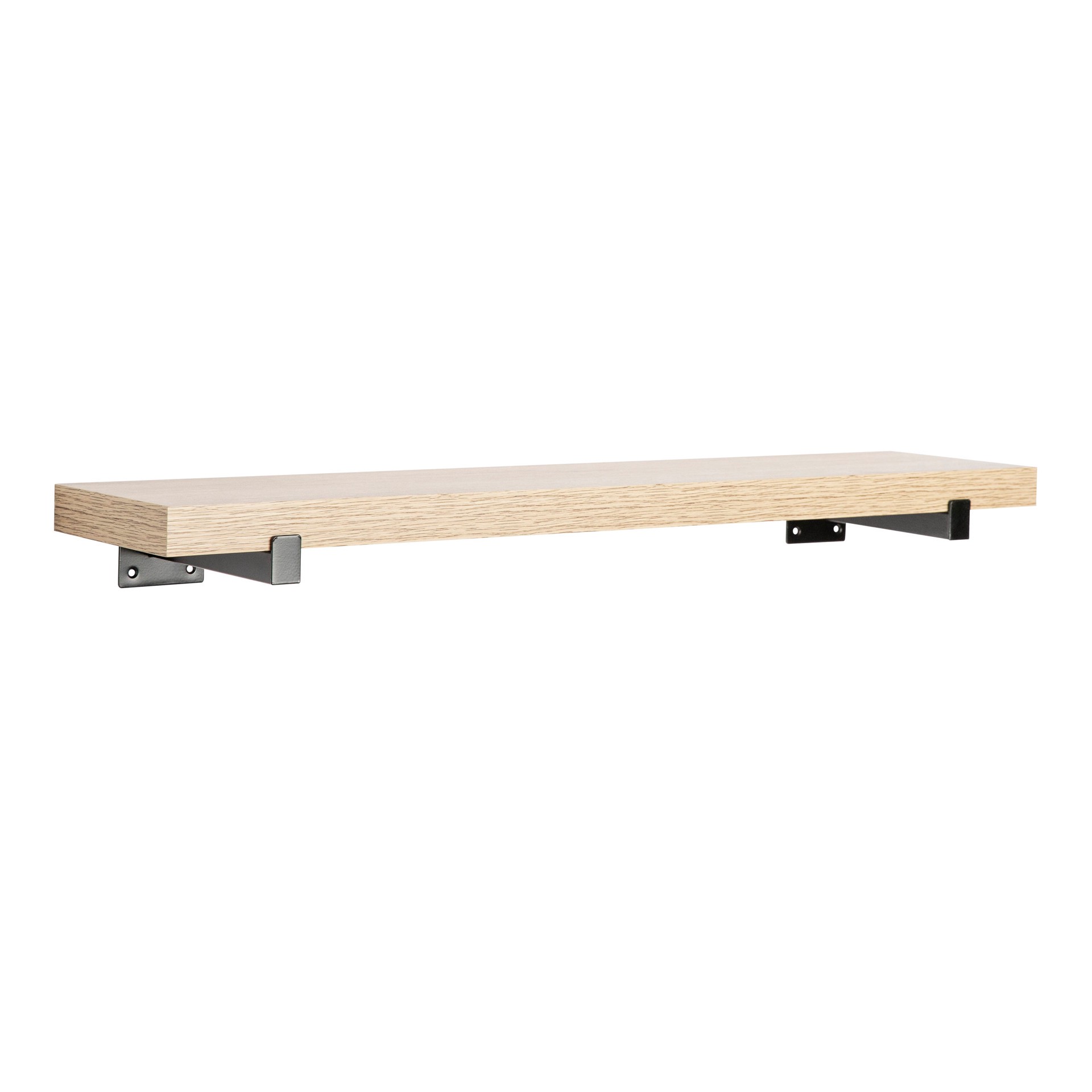 slide 2 of 6, allen + roth 36-in L x 7.8-in D x 1.5-in H Natural Wood Rectangular Bracket Shelf, 1 ct