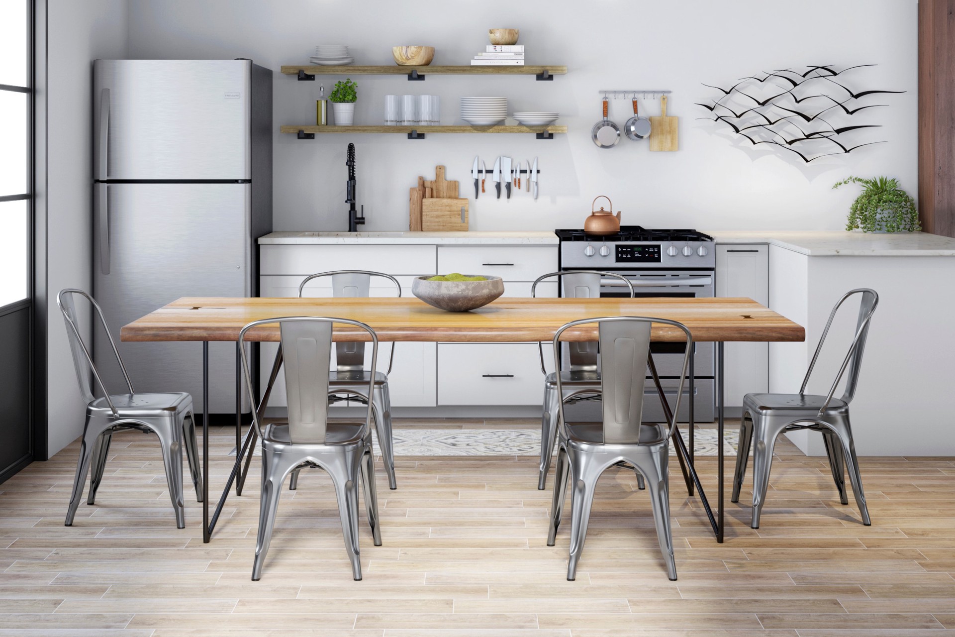 slide 5 of 6, allen + roth 36-in L x 7.8-in D x 1.5-in H Natural Wood Rectangular Bracket Shelf, 1 ct