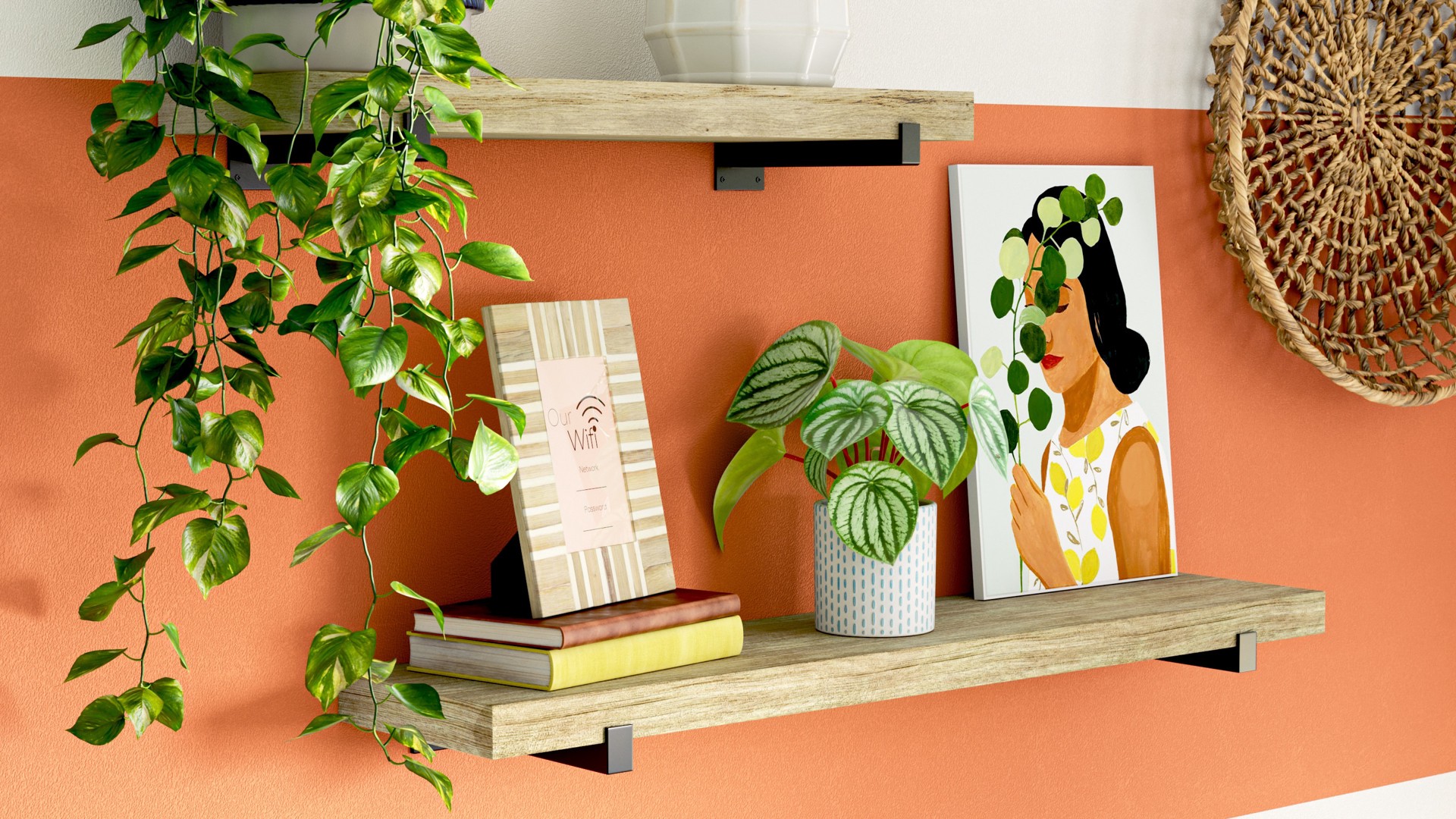 slide 1 of 6, allen + roth 36-in L x 7.8-in D x 1.5-in H Natural Wood Rectangular Bracket Shelf, 1 ct