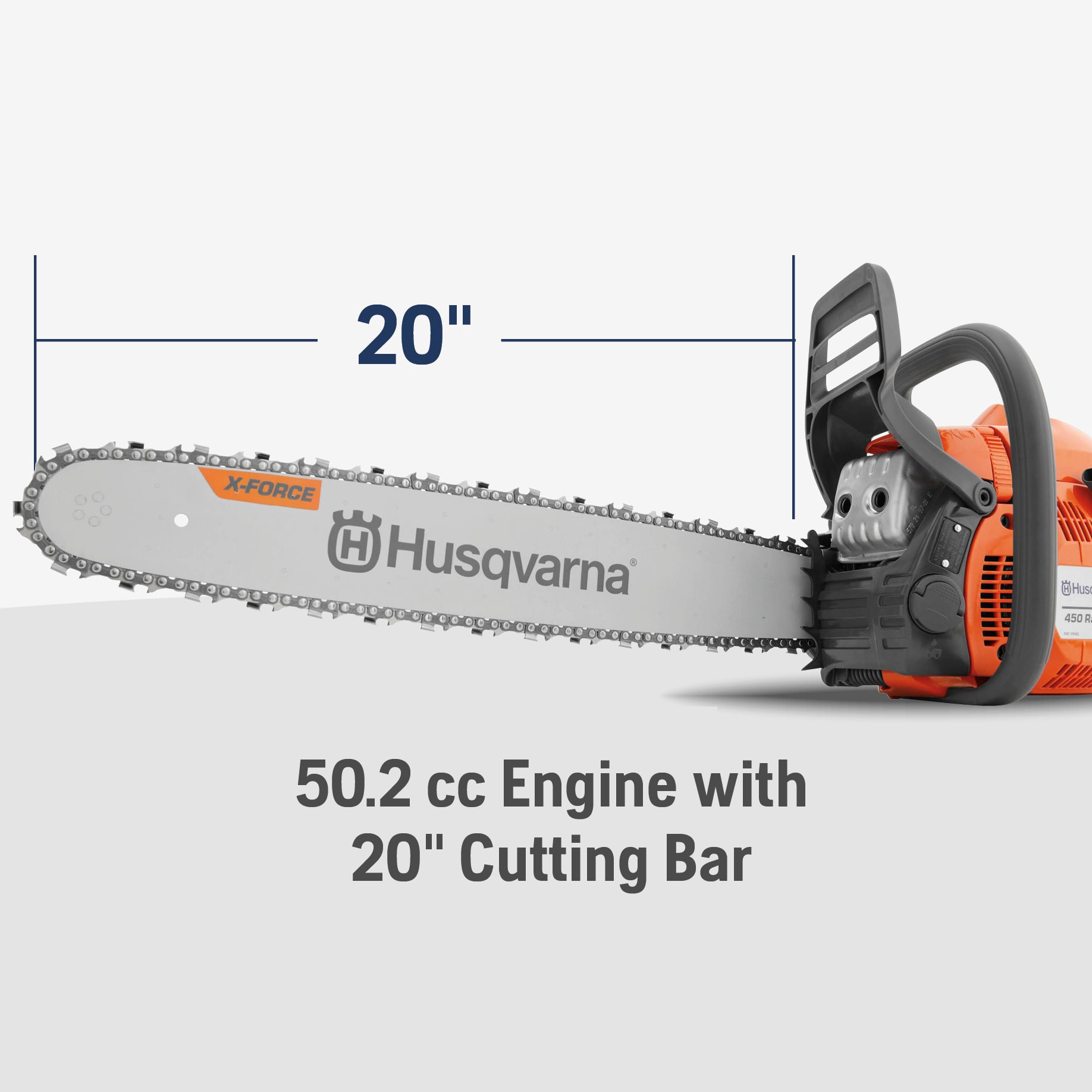 slide 5 of 6, Husqvarna 450 Rancher 50.2-cc 2-cycle 20-in Gas Chainsaw, 1 ct