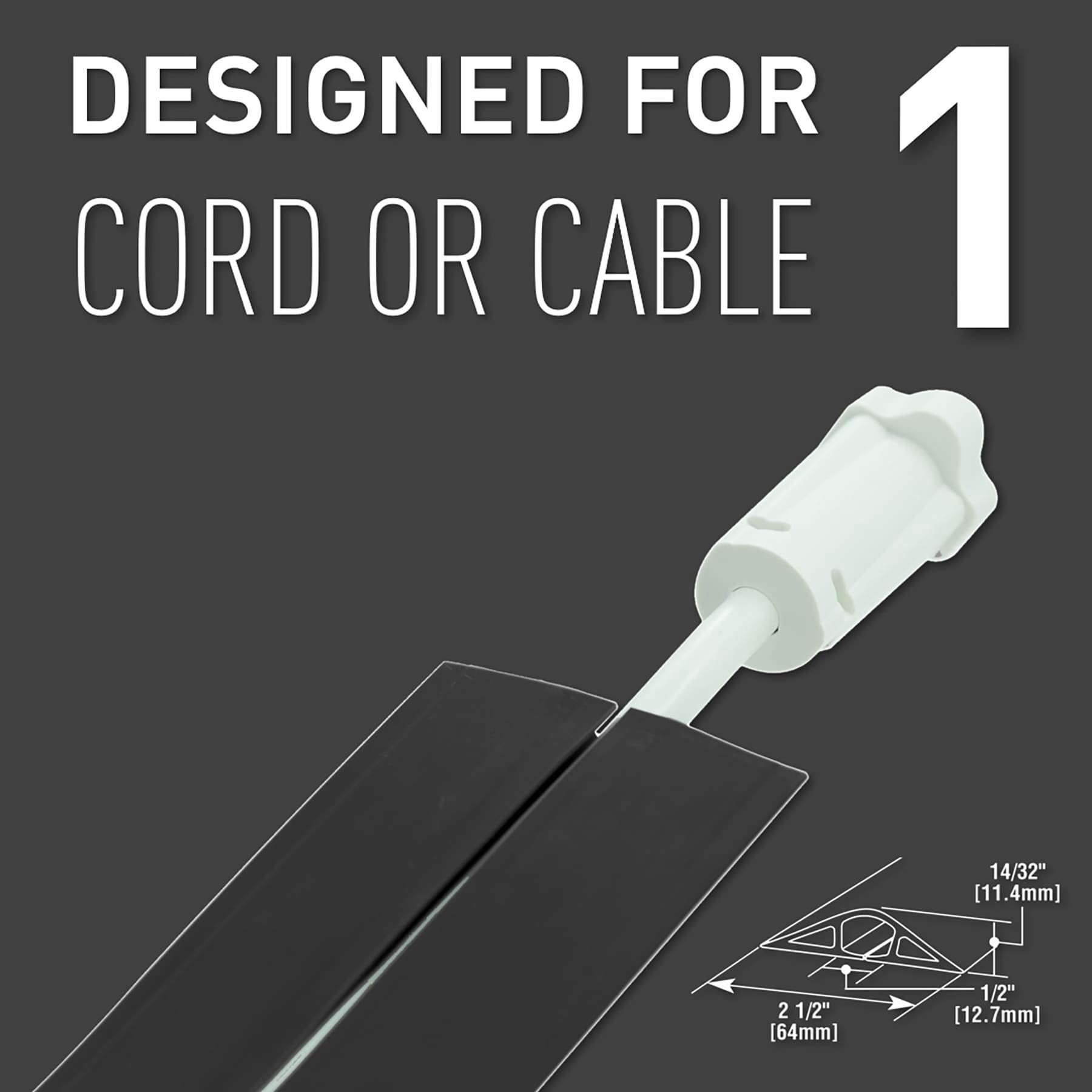 slide 6 of 6, Legrand Corduct 15-ft x 2.5-in PVC Black Overfloor cord protector, 1 ct