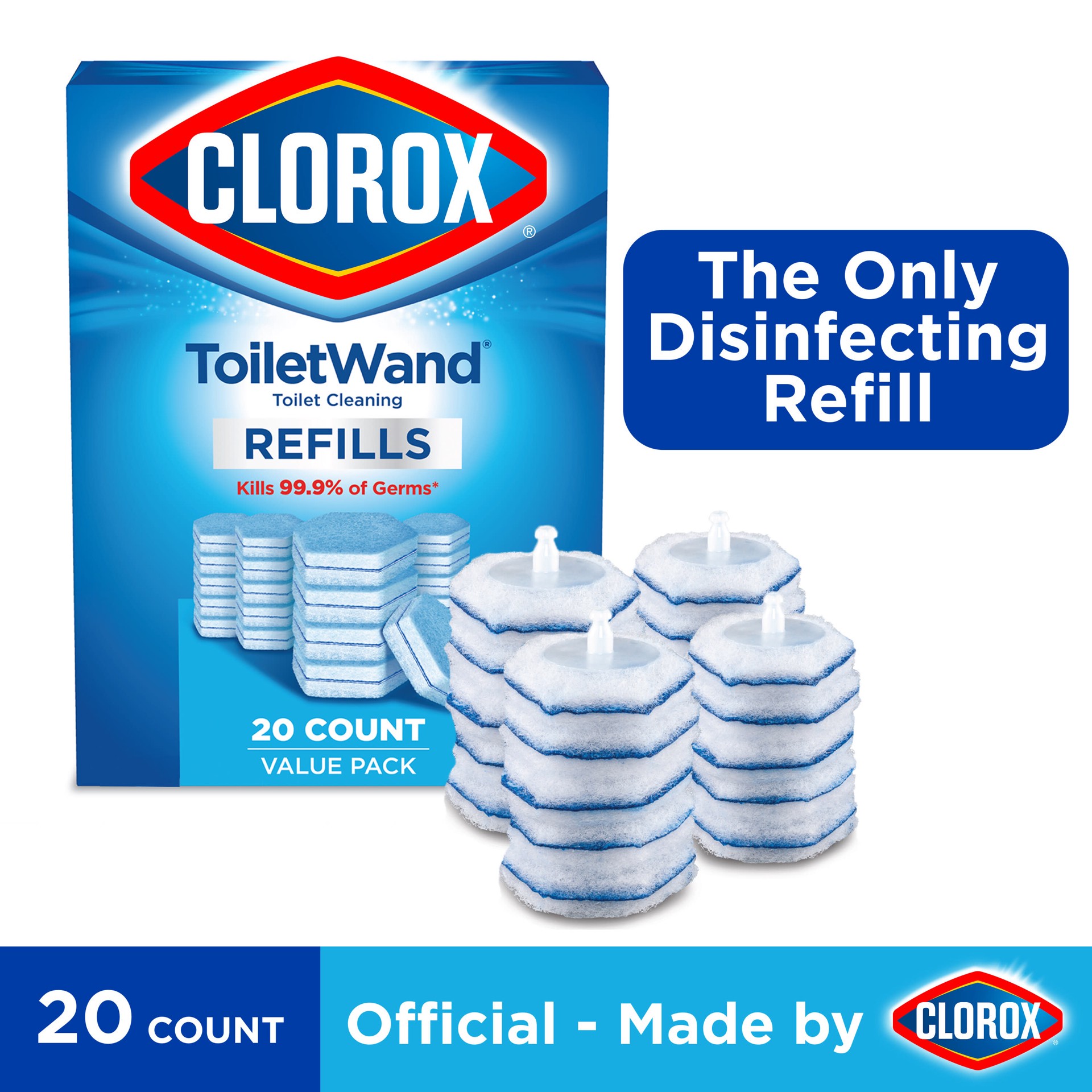 slide 1 of 6, Clorox ToiletWand Disinfecting Refills 20-Count Toilet Bowl Cleaner Refill, 1 ct