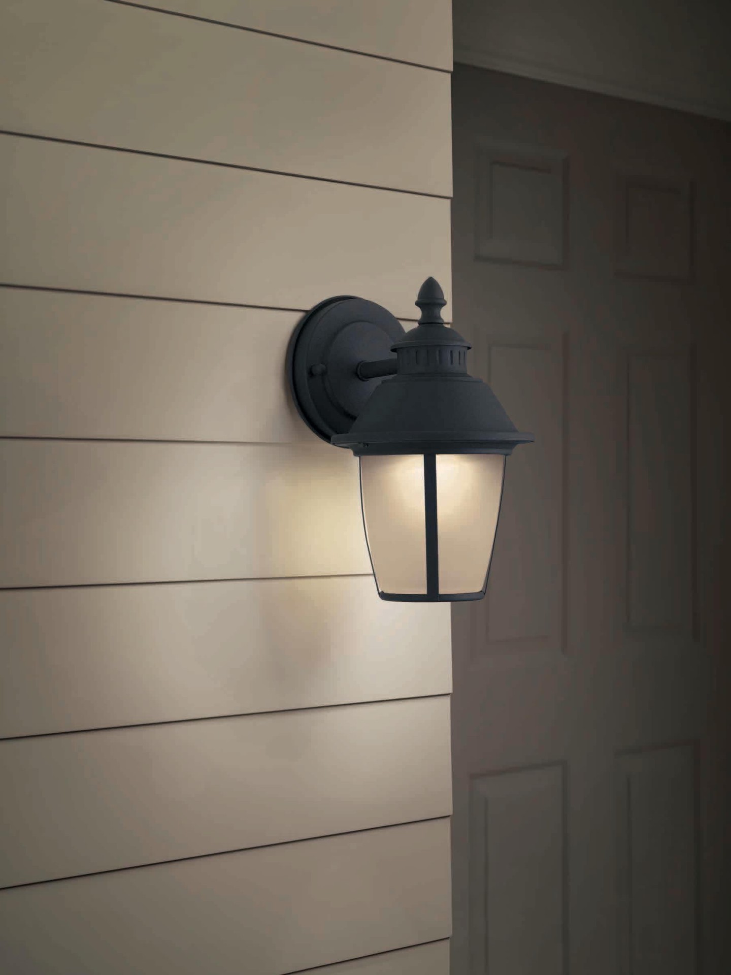 slide 4 of 6, Project Source Camforth 9.12-in H Matte Black Hardwired Integrated LED Outdoor Wall Light, 1 ct