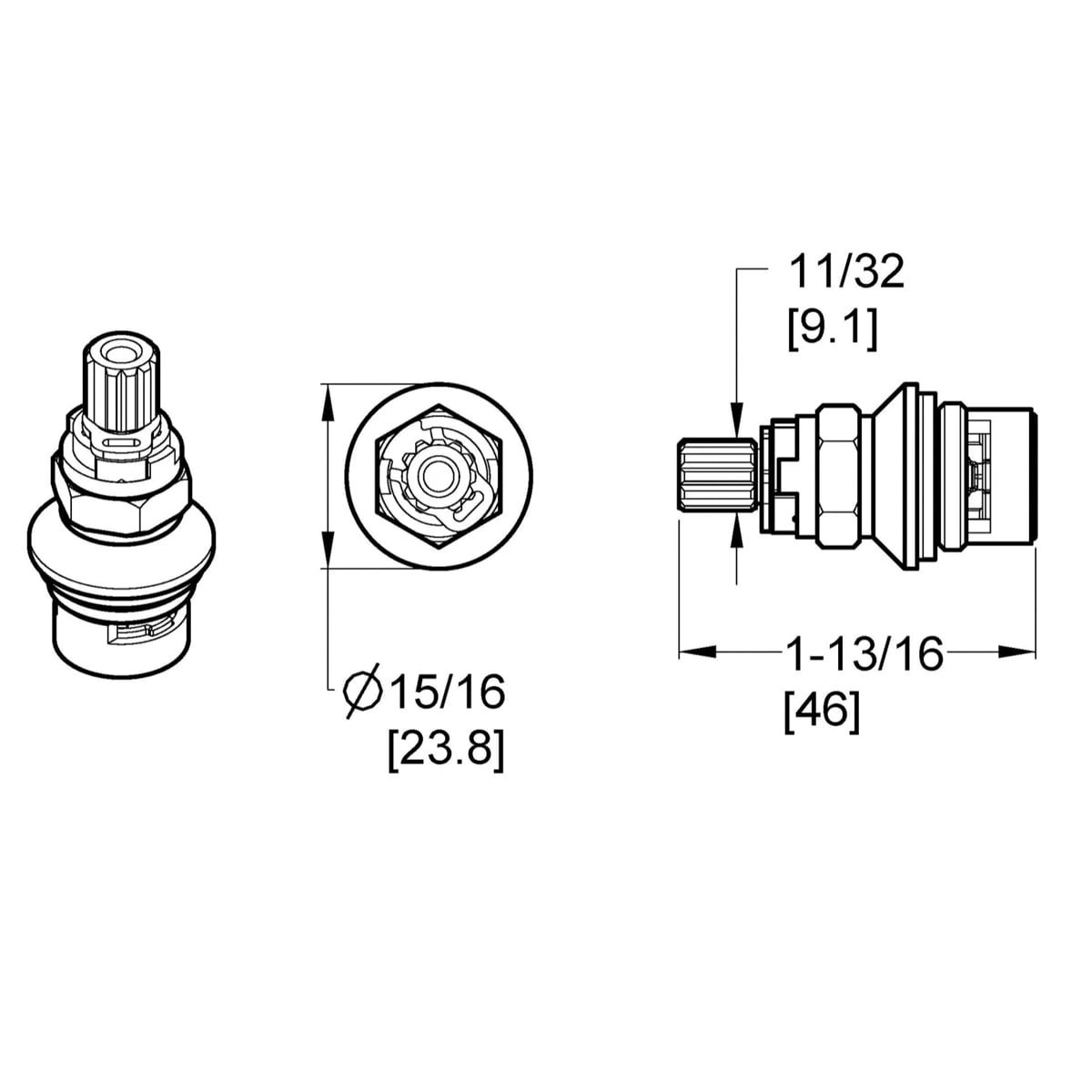 slide 4 of 4, Pfister Brass Faucet Stem for 35 and 43 Series Faucets - Hot/Cold Replacement, 1 ct
