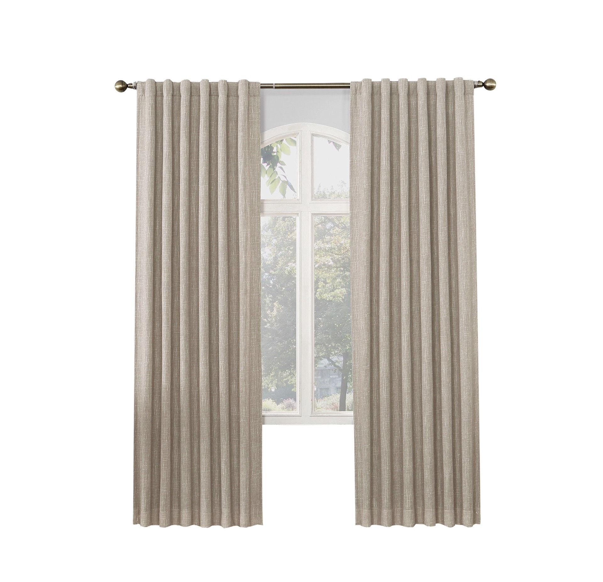slide 1 of 6, allen + roth 84-in Linen Room darkening Thermal lined Back tab Single curtain panel, 1 ct