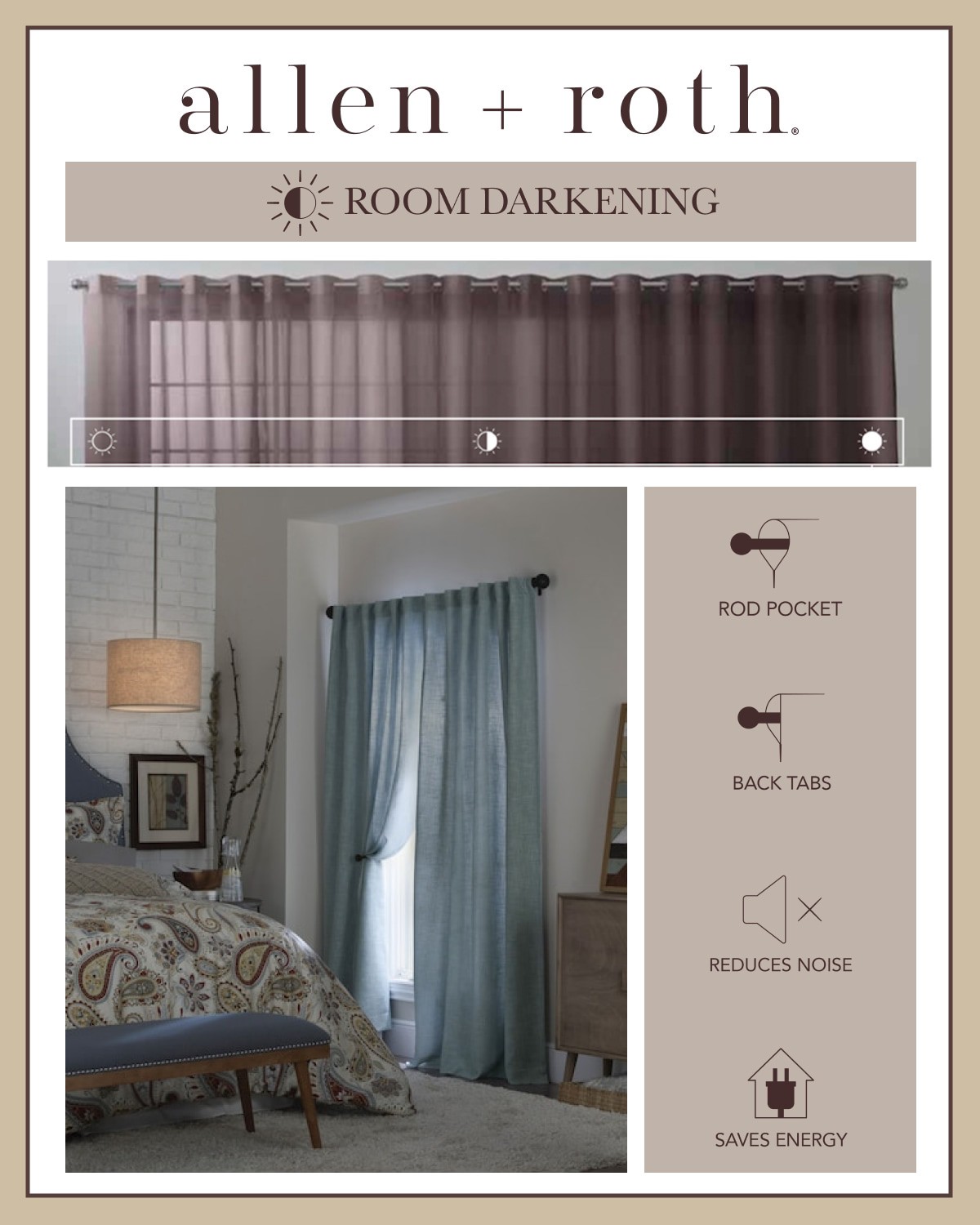 slide 4 of 6, allen + roth 84-in Slate Blue Room darkening Thermal lined Back tab Single curtain panel, 1 ct