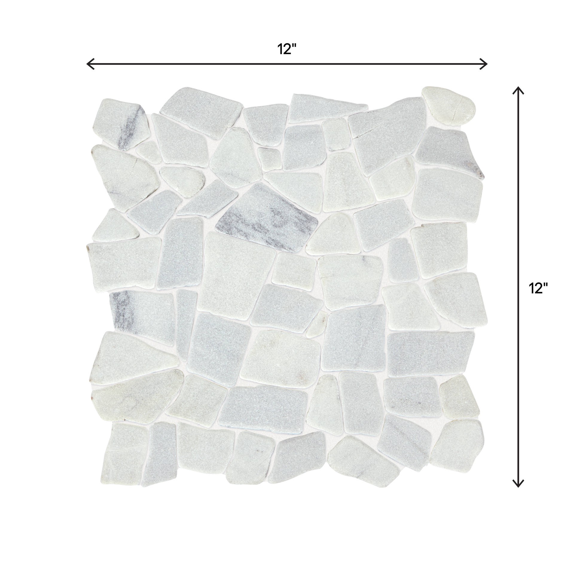slide 3 of 4, American Olean Genuine Stone Refined White 12-in x 12-in Tumbled Natural Marble Pebble Mosaic Floor and Wall Tile ( 1.0-sq ft Piece ), 1 ct
